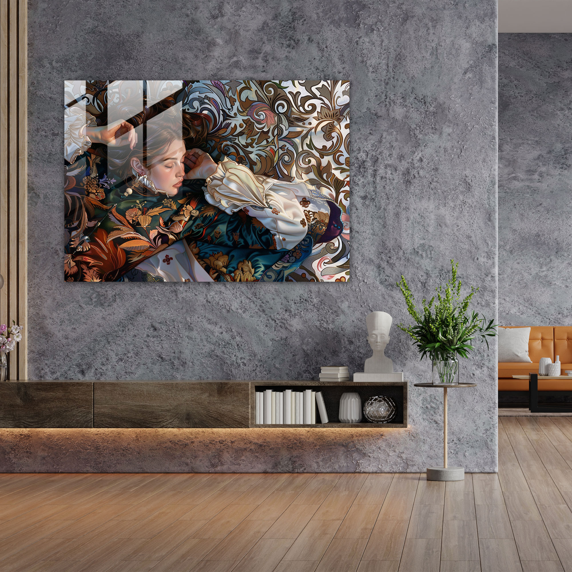 Barok Tarzı Resim Duvar Dekorasyonu - Barok Modern Sanat Kanvas Tablo Cam Sanat