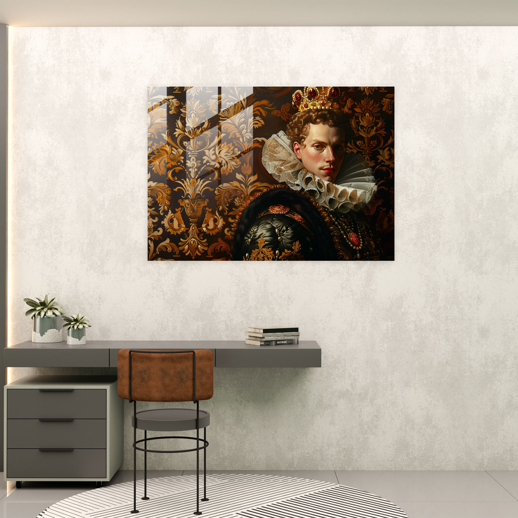 Barok Tarzı Resim Duvar Dekorasyonu - Barok Sanat Cam Tablo Modern Sanat