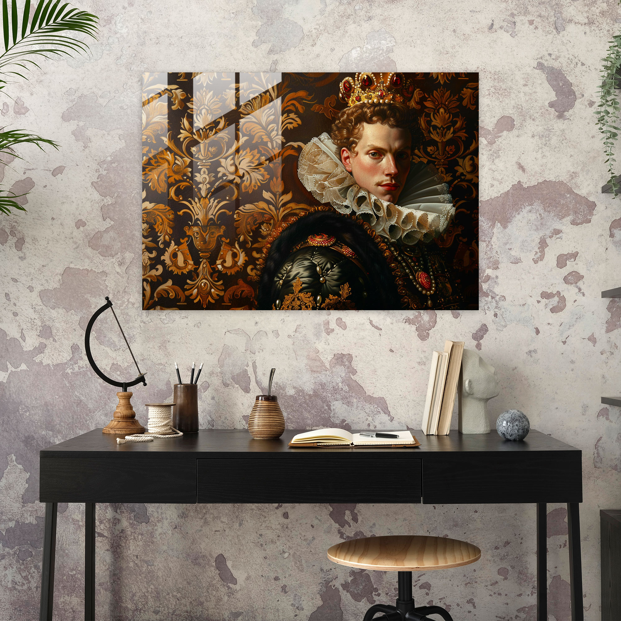 Barok Tarzı Resim Duvar Dekorasyonu - Barok Sanat Cam Tablo Modern Sanat