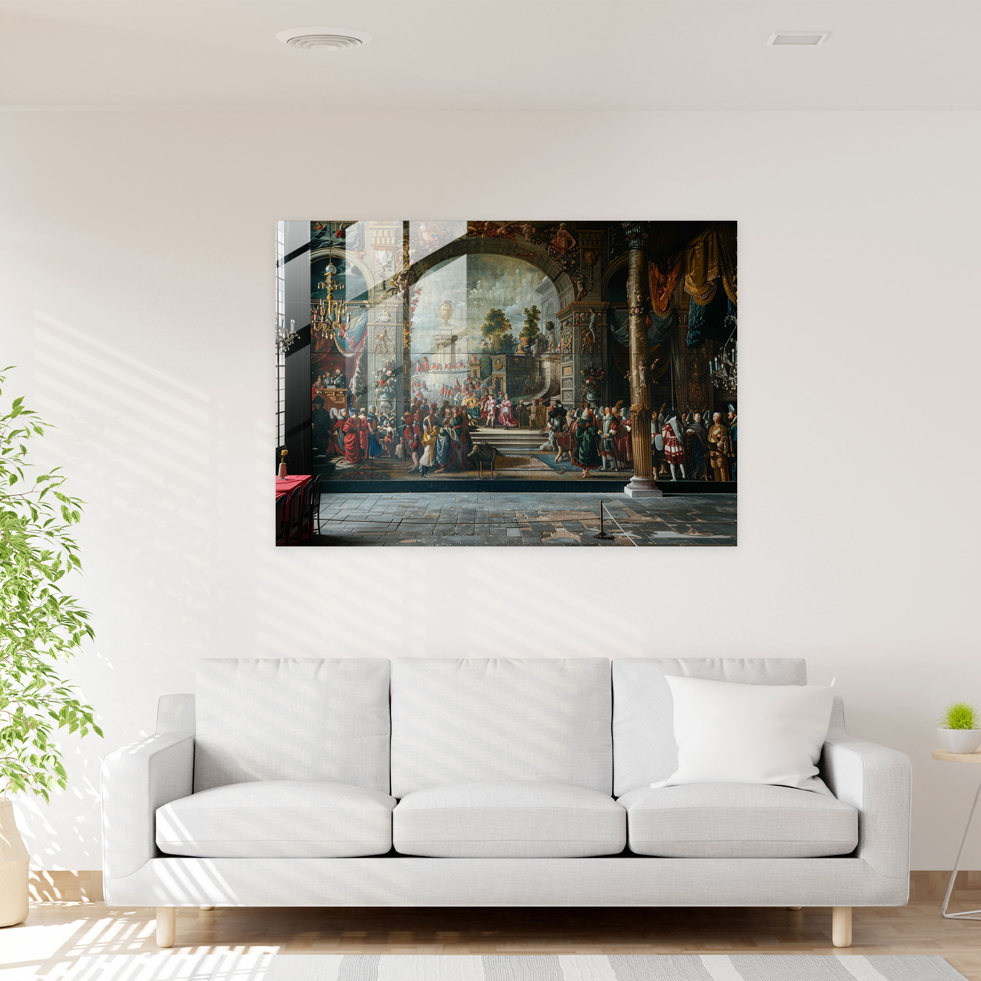 Barok Tarzı Resim Cam Tablosu - Ev Dekorasyonu Modern Sanat