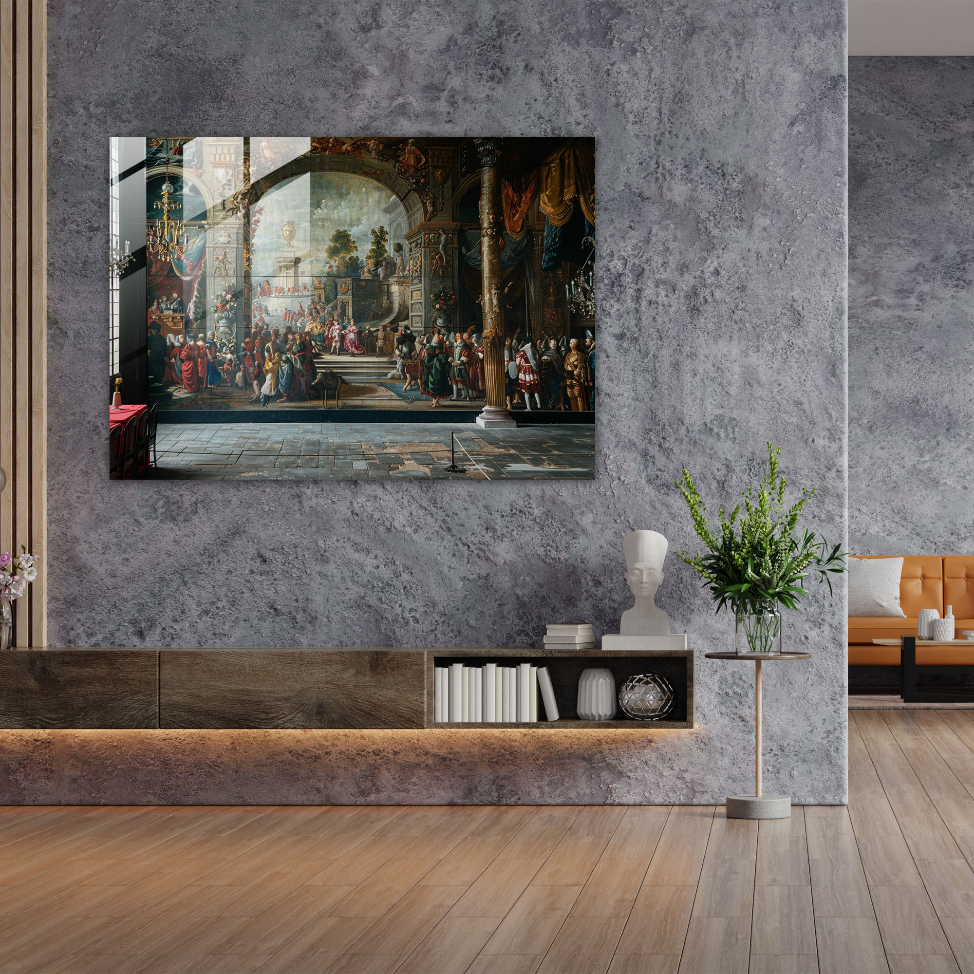 Barok Tarzı Resim Cam Tablosu - Ev Dekorasyonu Modern Sanat