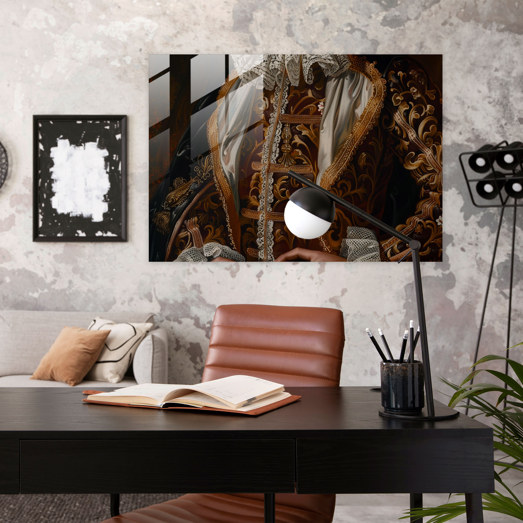 Barok Tarz Tablo Baskı Cam - Barok Modern Sanat Cam Sanat Duvar Dekorasyonu