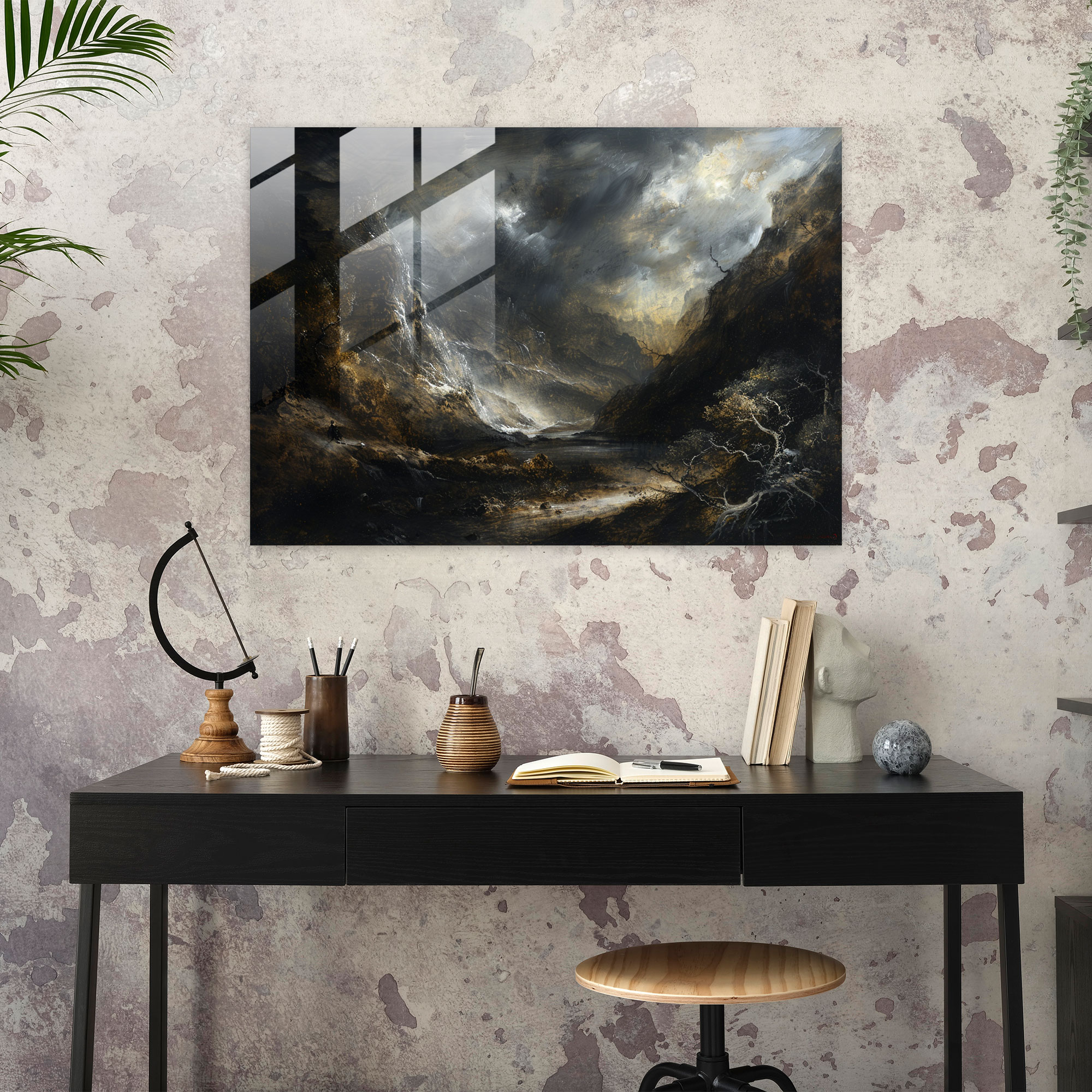 Barok Tarzı Resim Modern Sanat - Barok Cam Tablo Ev Dekorasyonu
