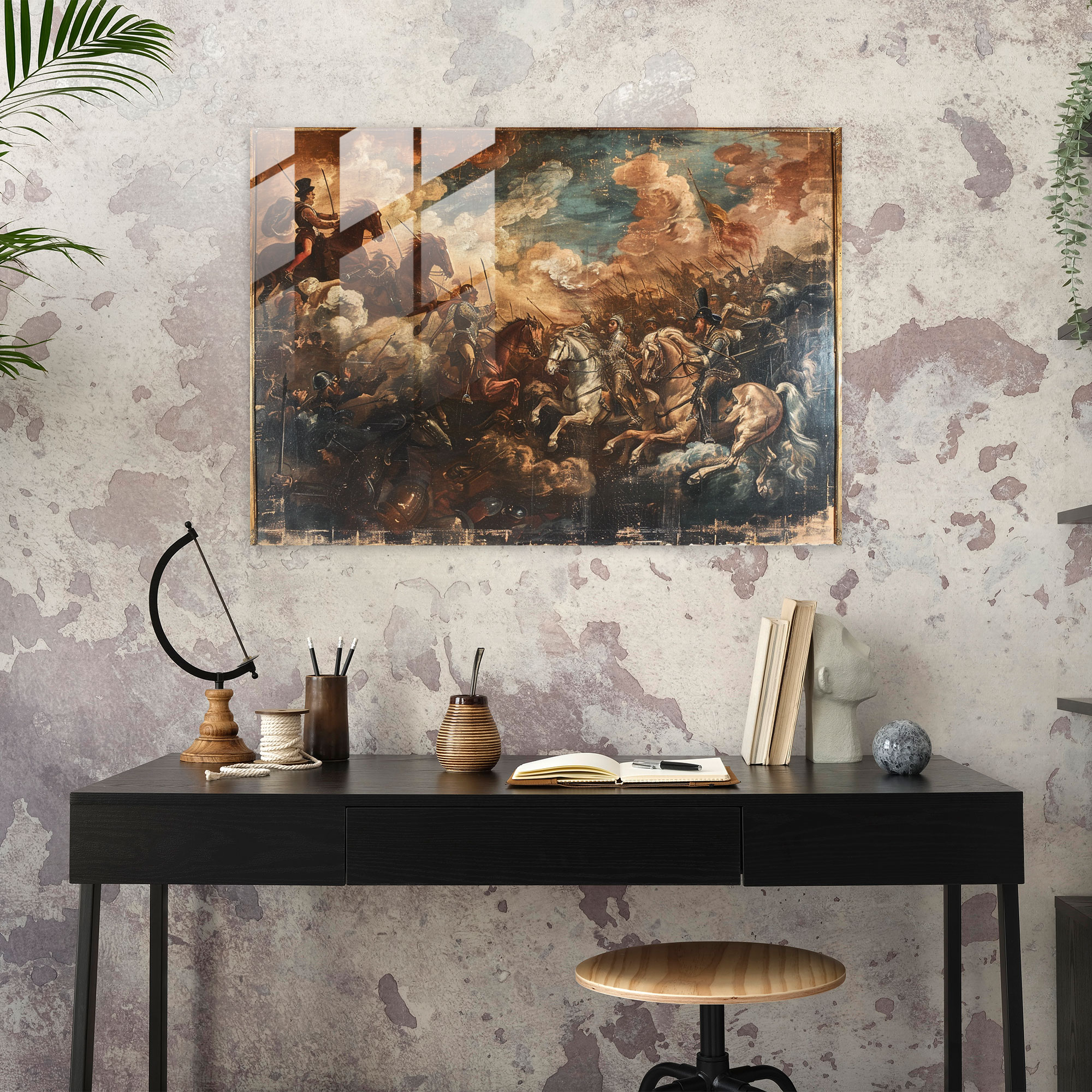Barok Tarzı Resim Ev Dekorasyonu - Modern Sanat Cam Tablo Duvar Dekorasyonu