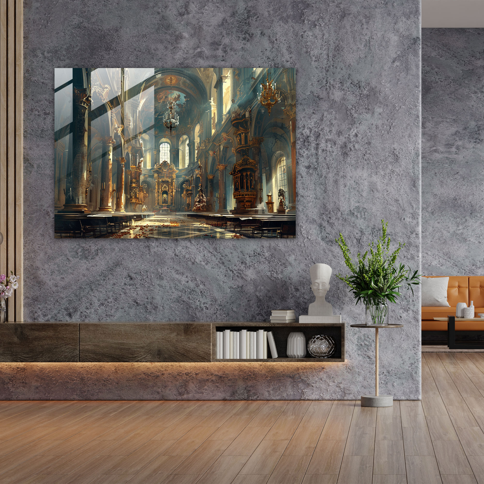 Barok Tarzı Tablo Modern Sanat - Duvar Dekorasyonu Cam Tablo Ev Dekorasyonu
