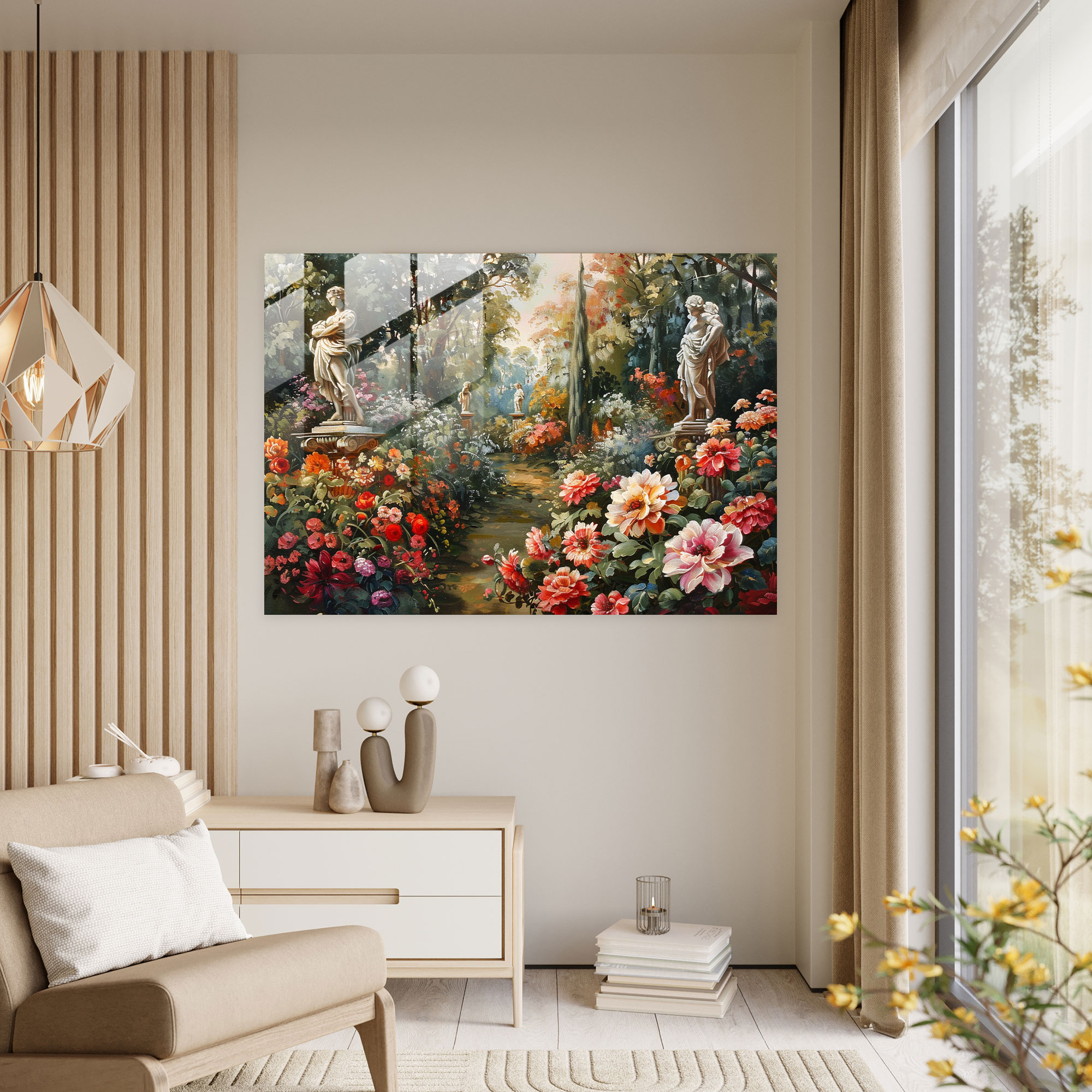 Barok Tarzı Boyama Cam Tablo - Barok Cam Duvar Sanatı Modern Sanat Ev Dekorasyonu