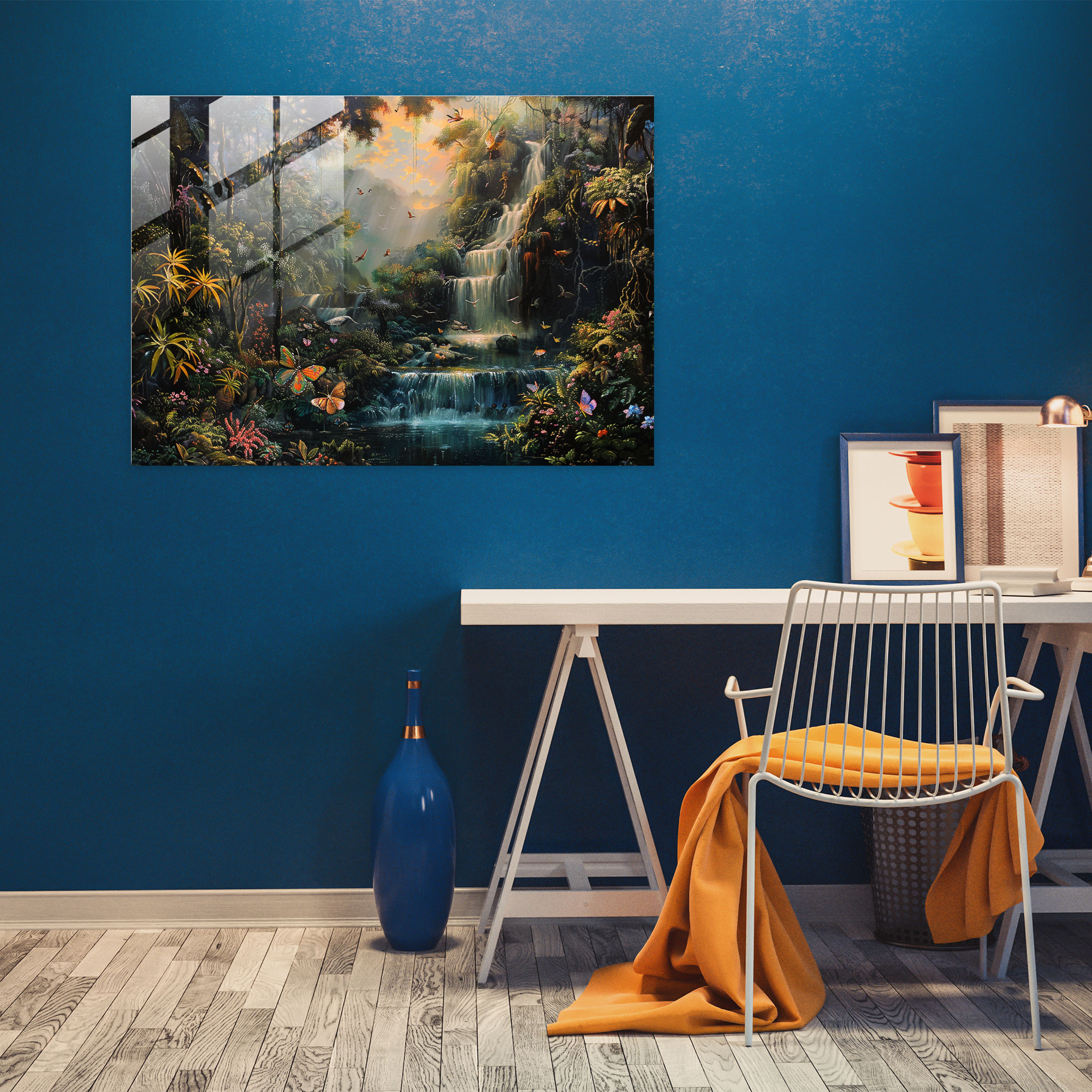 Barok Tarzı Resim Cam Tablo - Barok Modern Sanat Cam Tablo Cam Sanatı