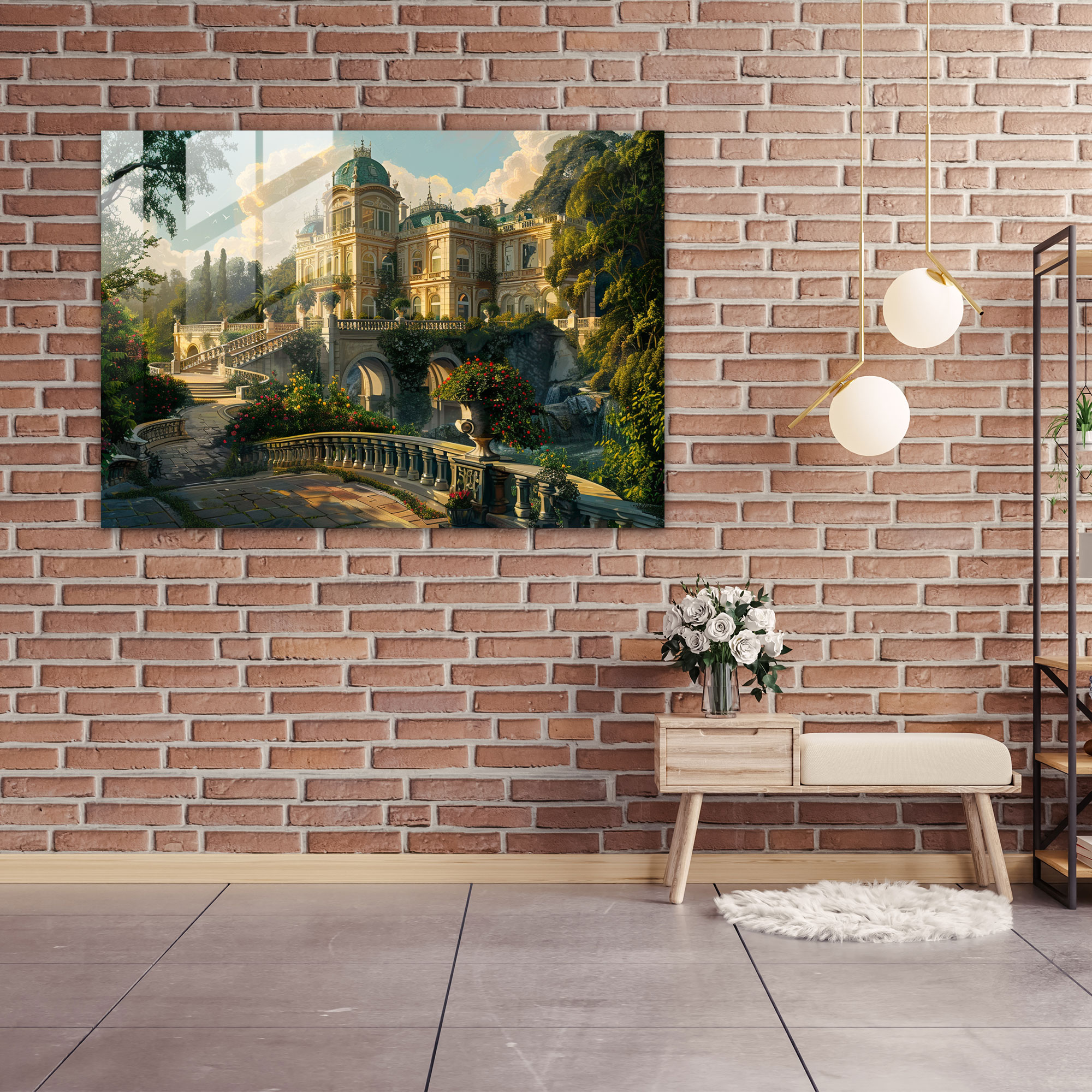Barok Tarzı Resim Duvar Dekorasyonu - Barok Barok Tarzı Resim Cam Tablo Modern Sanat