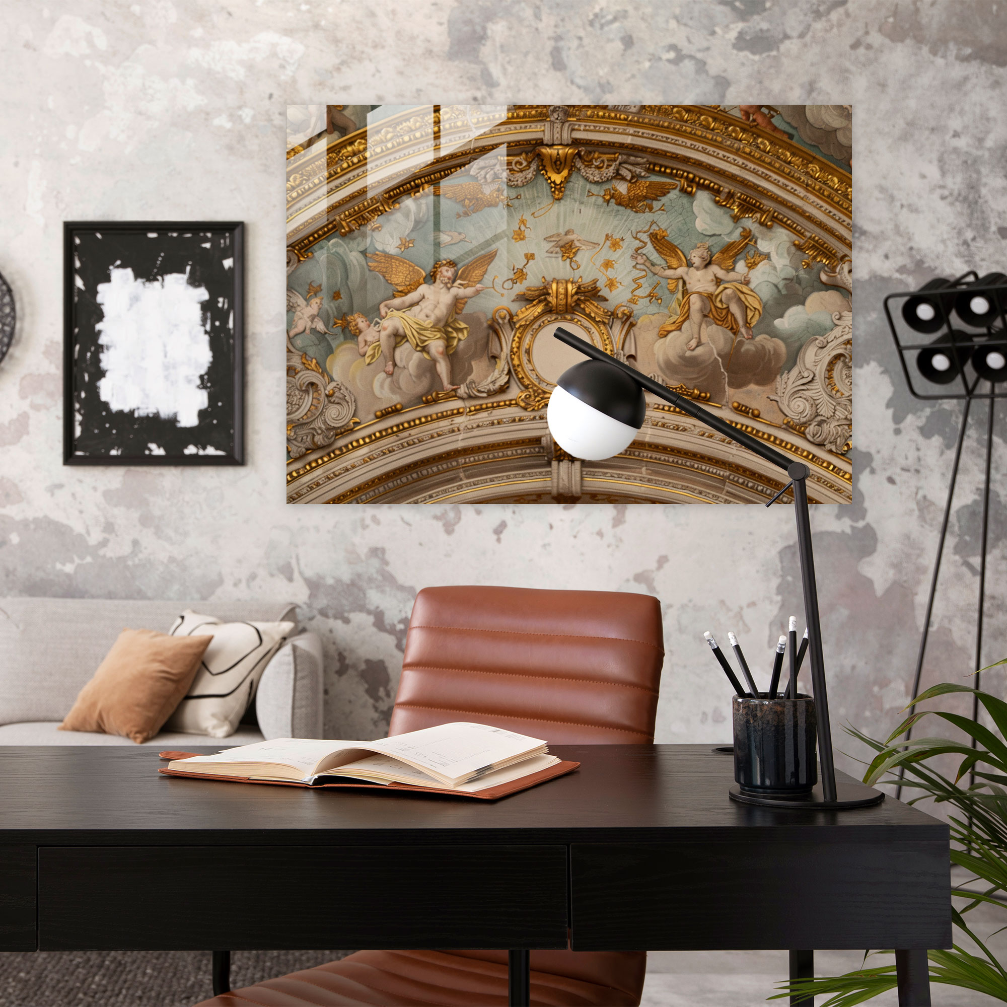 Barok Tarzı Resim Modern Sanat - Ev Dekorasyonu Altın Detaylar Kanvas Tablo