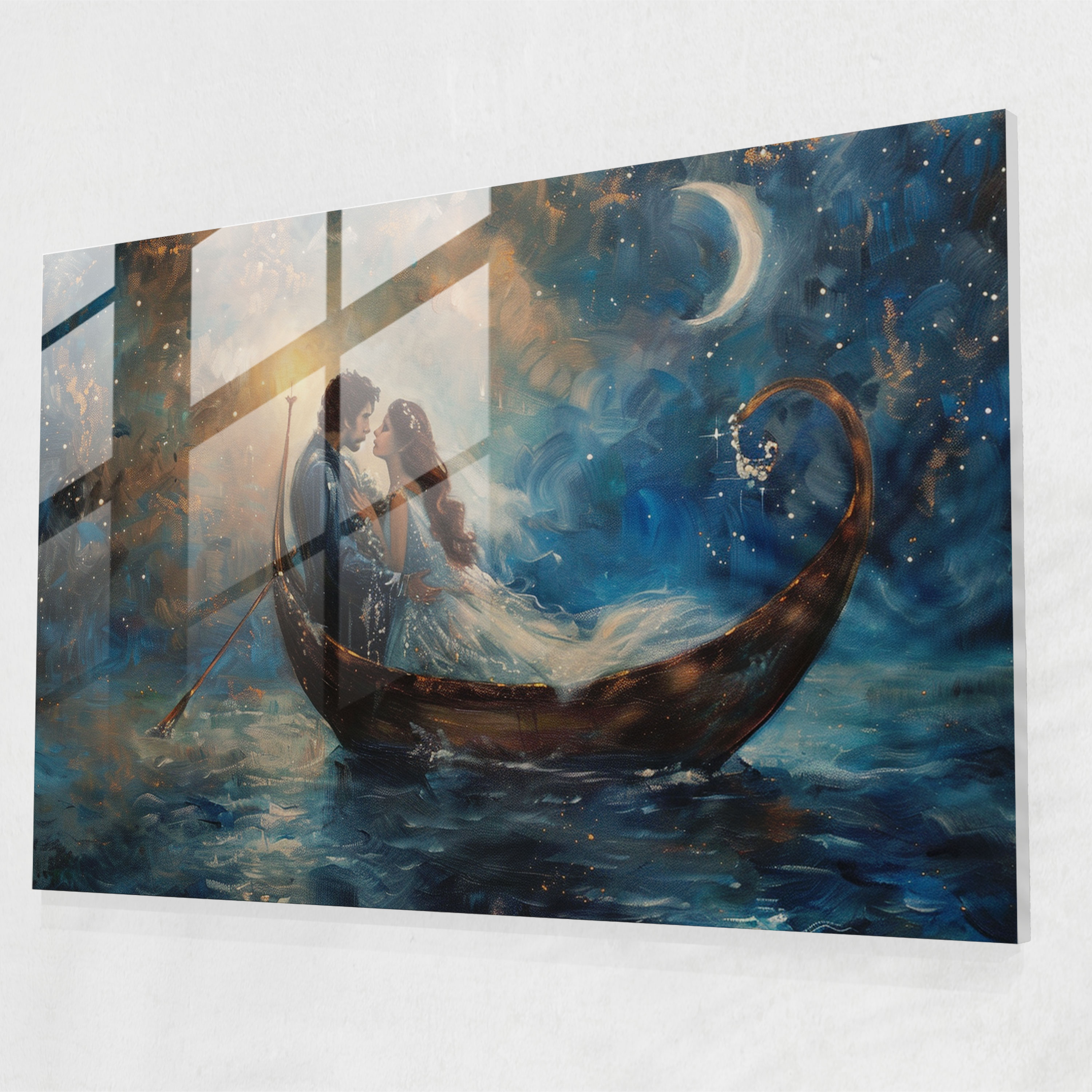 Romantik Aşk Hikayesi Barok Tarzı Tablo Duvar Dekorasyonu - Barok Modern Sanat Duvar Dekorasyonu Cam Tablo