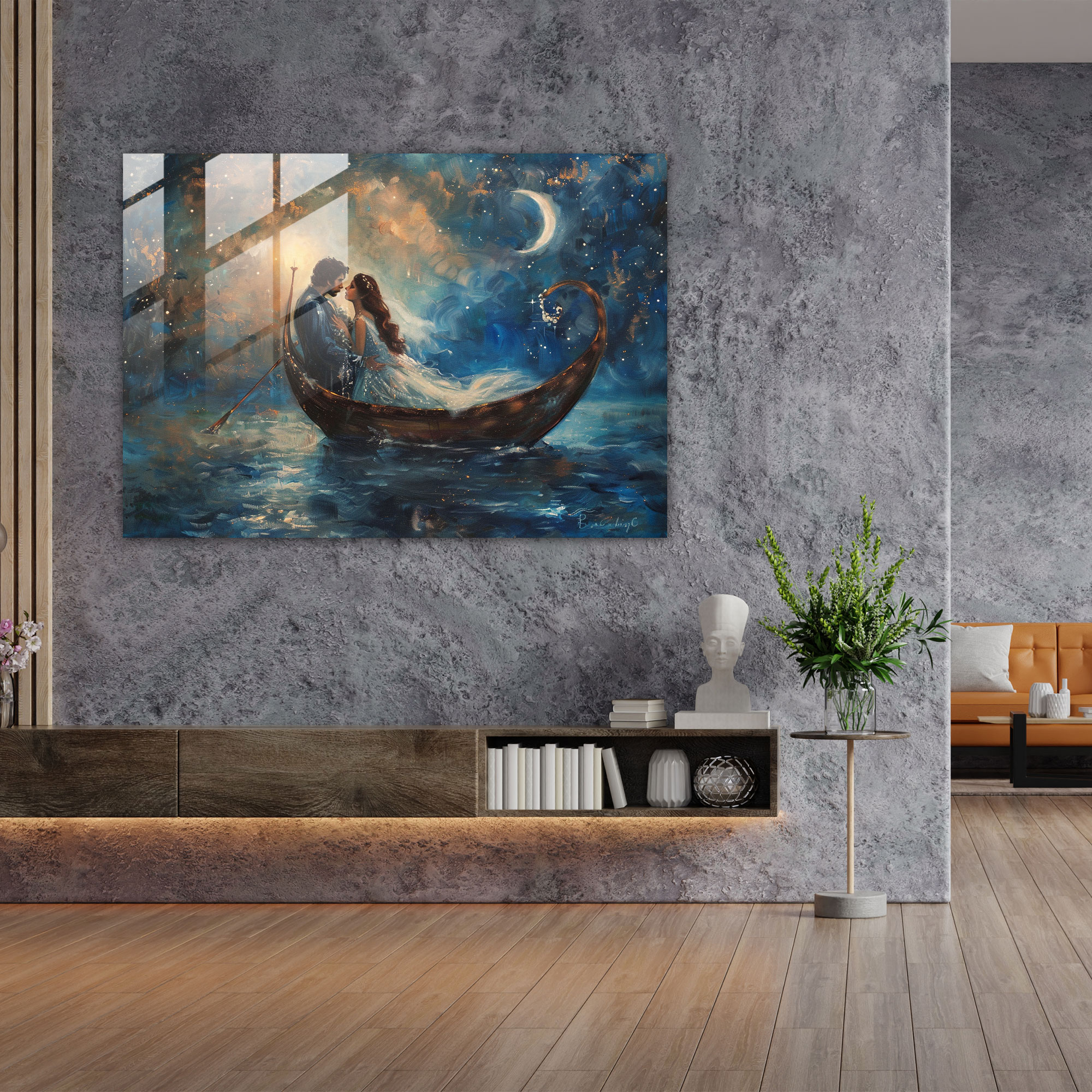 Romantik Aşk Hikayesi Barok Tarzı Tablo Duvar Dekorasyonu - Barok Modern Sanat Duvar Dekorasyonu Cam Tablo