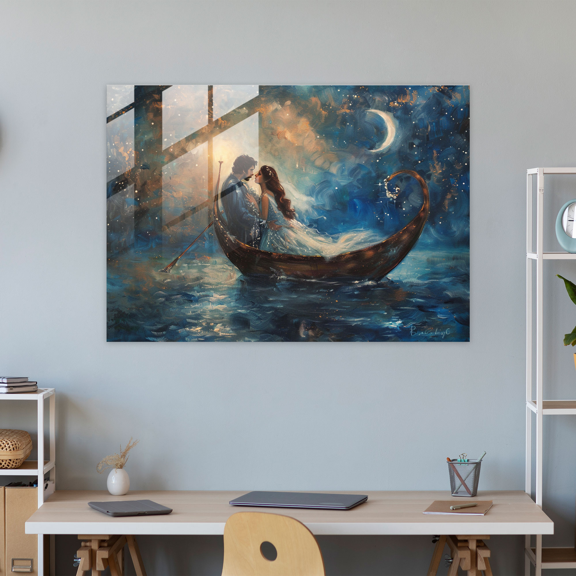 Romantik Aşk Hikayesi Barok Tarzı Tablo Duvar Dekorasyonu - Barok Modern Sanat Duvar Dekorasyonu Cam Tablo
