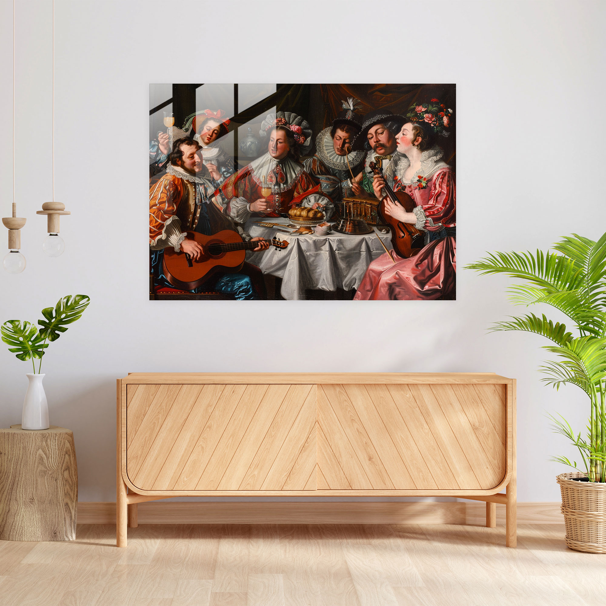 Gösterişli Müzik Performansı Barok Tarzı Resim Cam Tablo Sanatı - Barok Ev Dekorasyonu Modern Sanat Cam Tablo