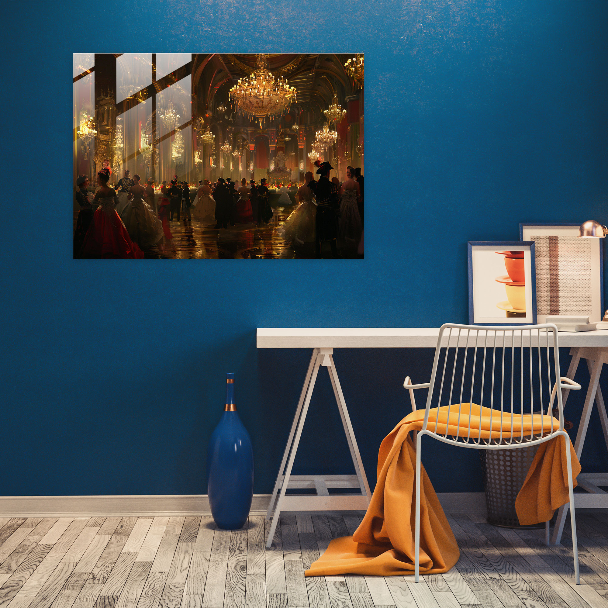 Barok Tarzı Resim Cam Tablo - Duvar Dekorasyonu Ev Dekorasyonu