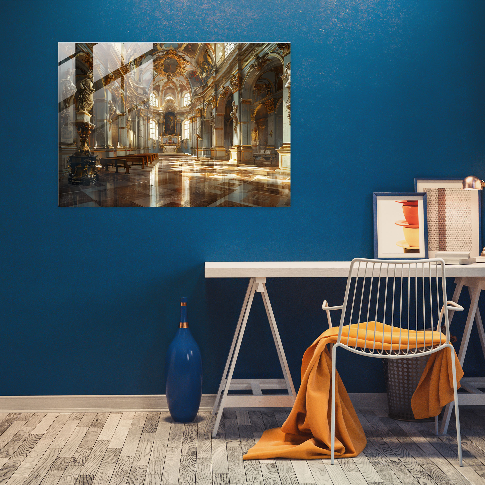 Barok Tarzı Resim Modern Sanat - Barok Modern Sanat Cam Tablo Duvar Dekorasyonu