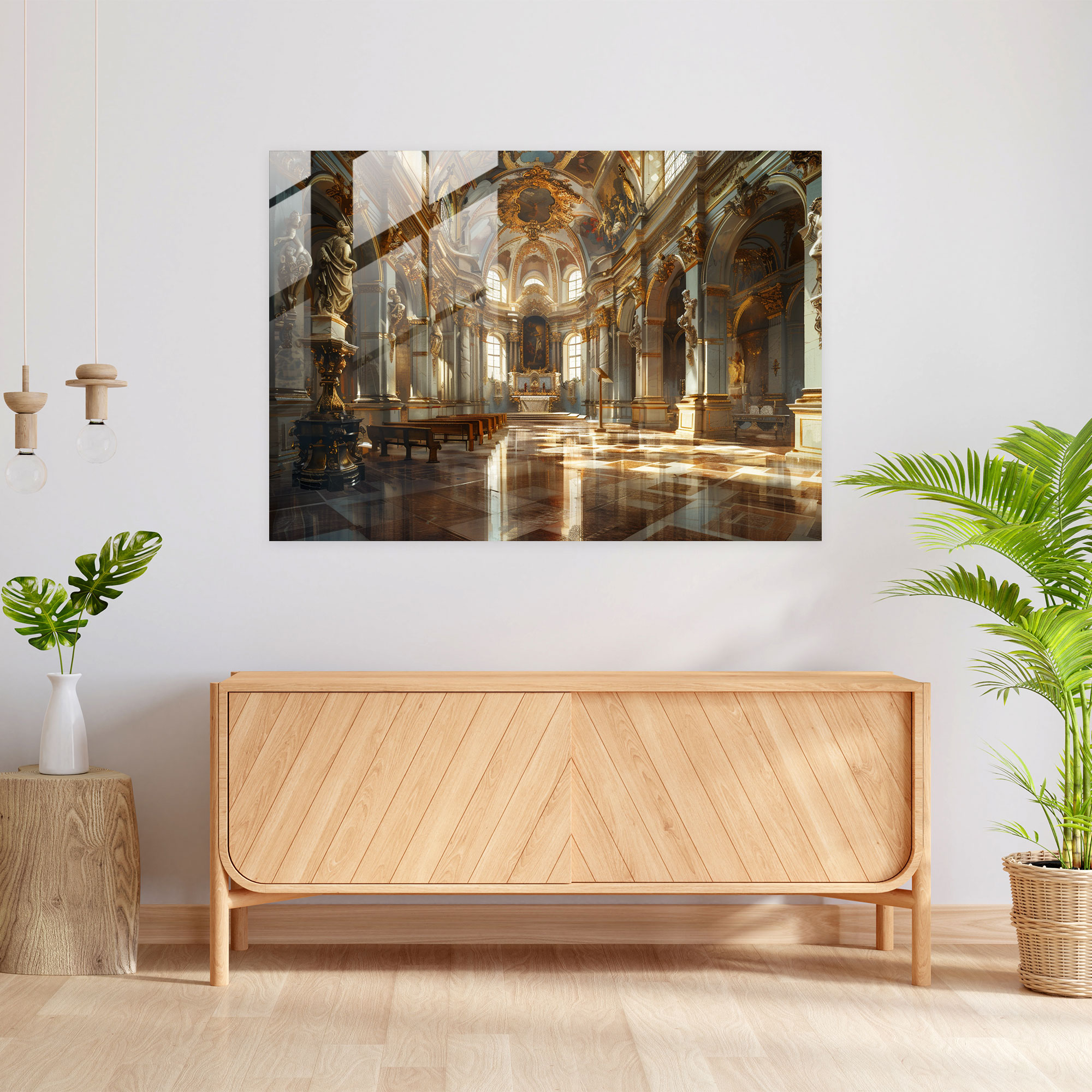 Barok Tarzı Resim Modern Sanat - Barok Modern Sanat Cam Tablo Duvar Dekorasyonu