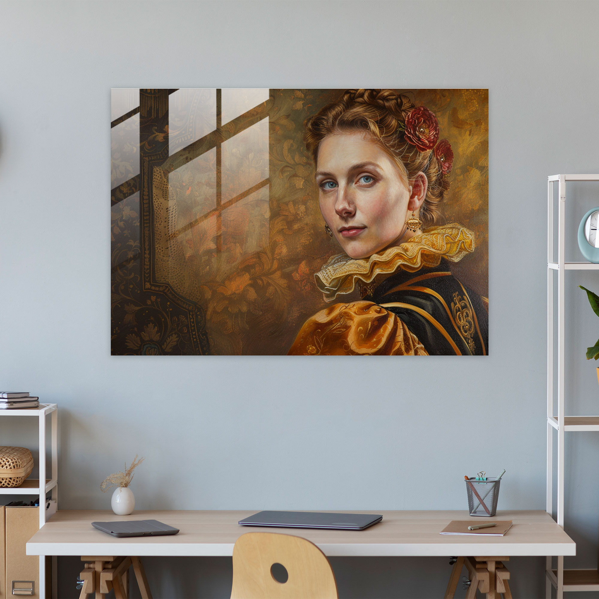Barok Tarzı Resim Cam Tablo - Klasik Sanat Ev Dekorasyonu