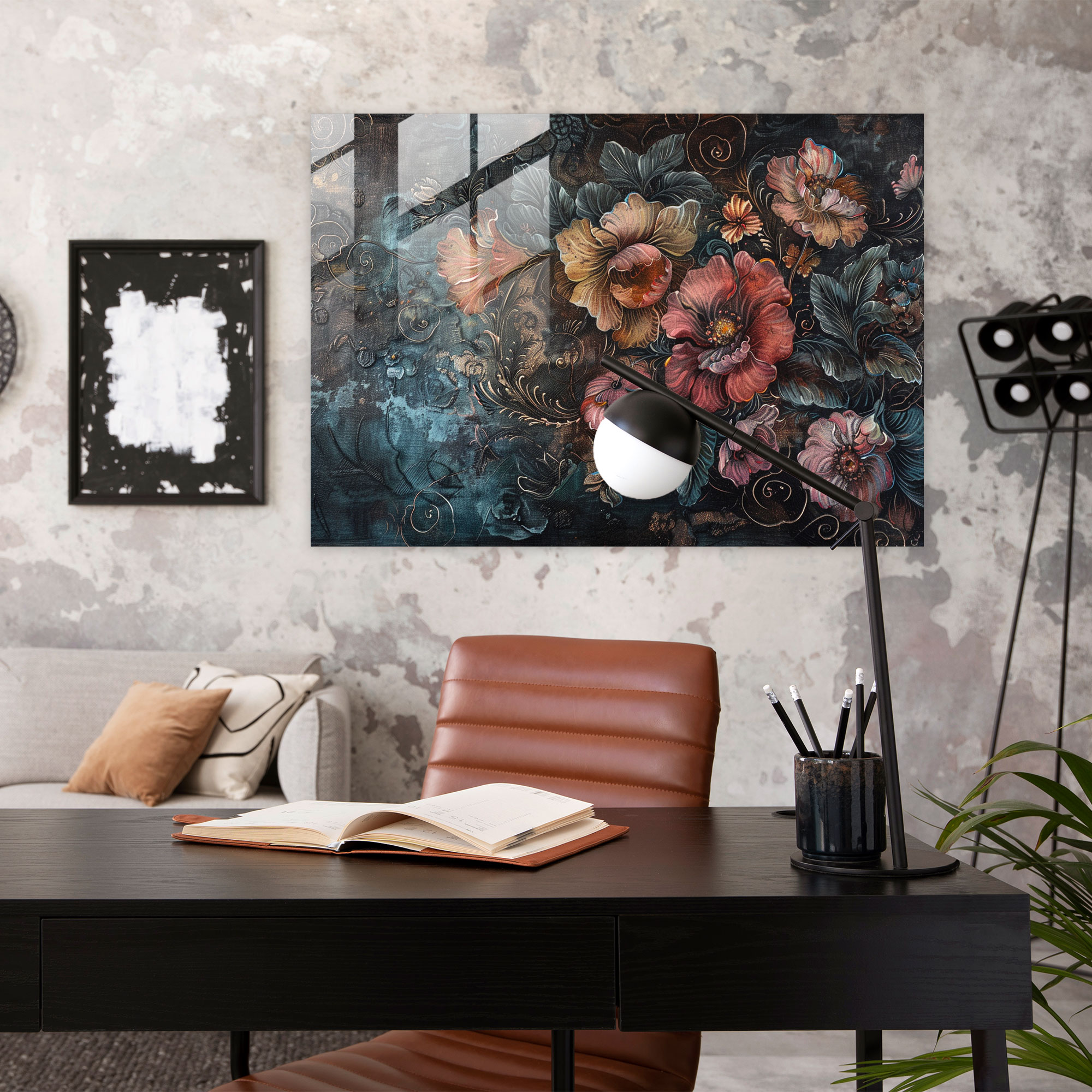 Barok Tarzı Resim Ev Dekorasyonu - Barok Cam Duvar Sanatı Modern Sanat Cam Tablo