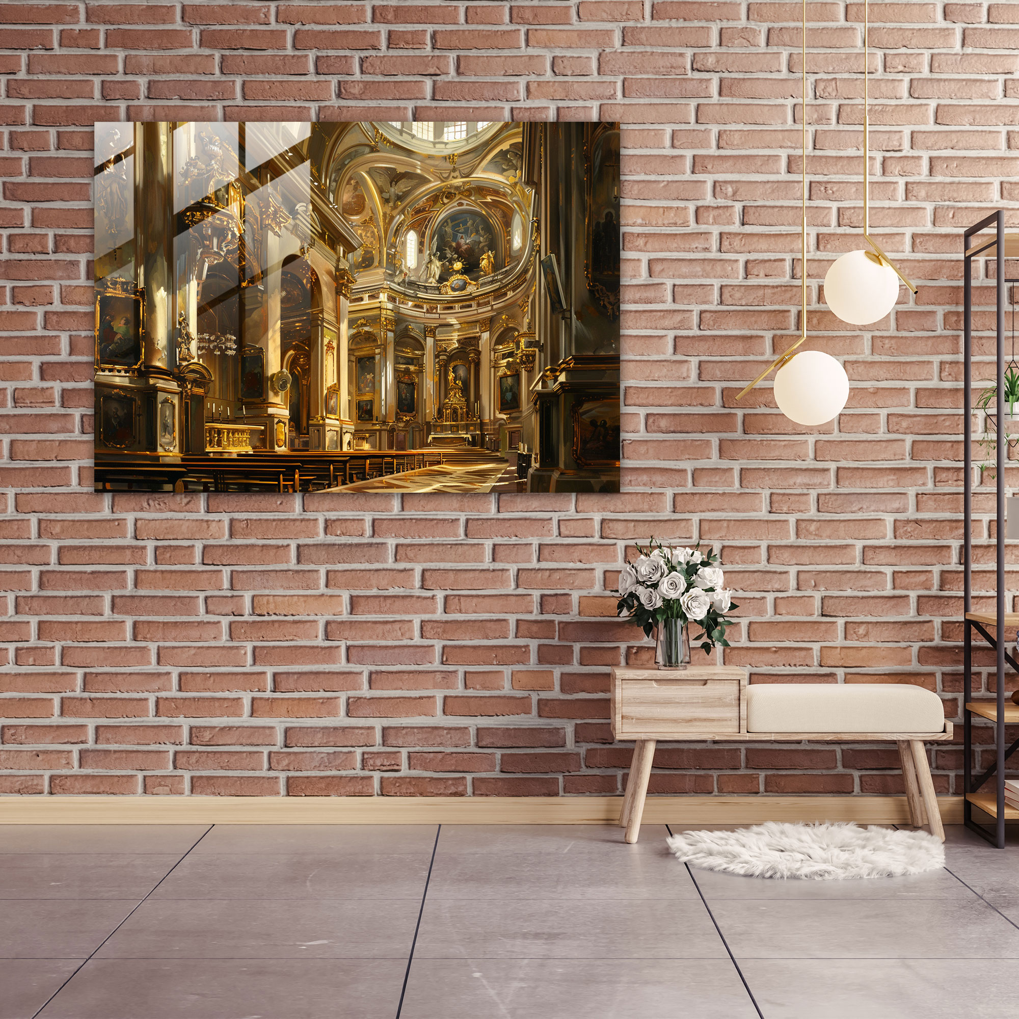 Barok Tarzı Resimli Cam Duvar Sanatı - Barok Cam Tablo Cam Duvar Sanatı Modern Sanat