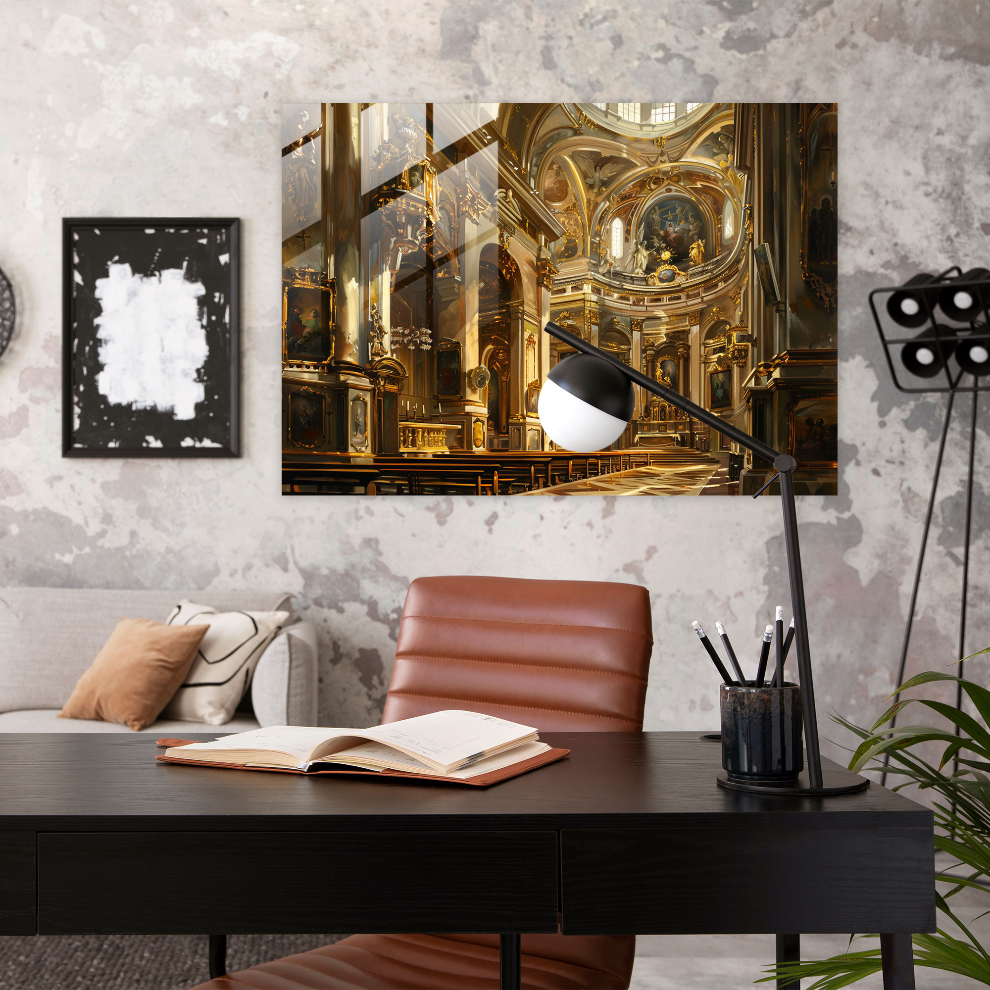 Barok Tarzı Resimli Cam Duvar Sanatı - Barok Cam Tablo Cam Duvar Sanatı Modern Sanat
