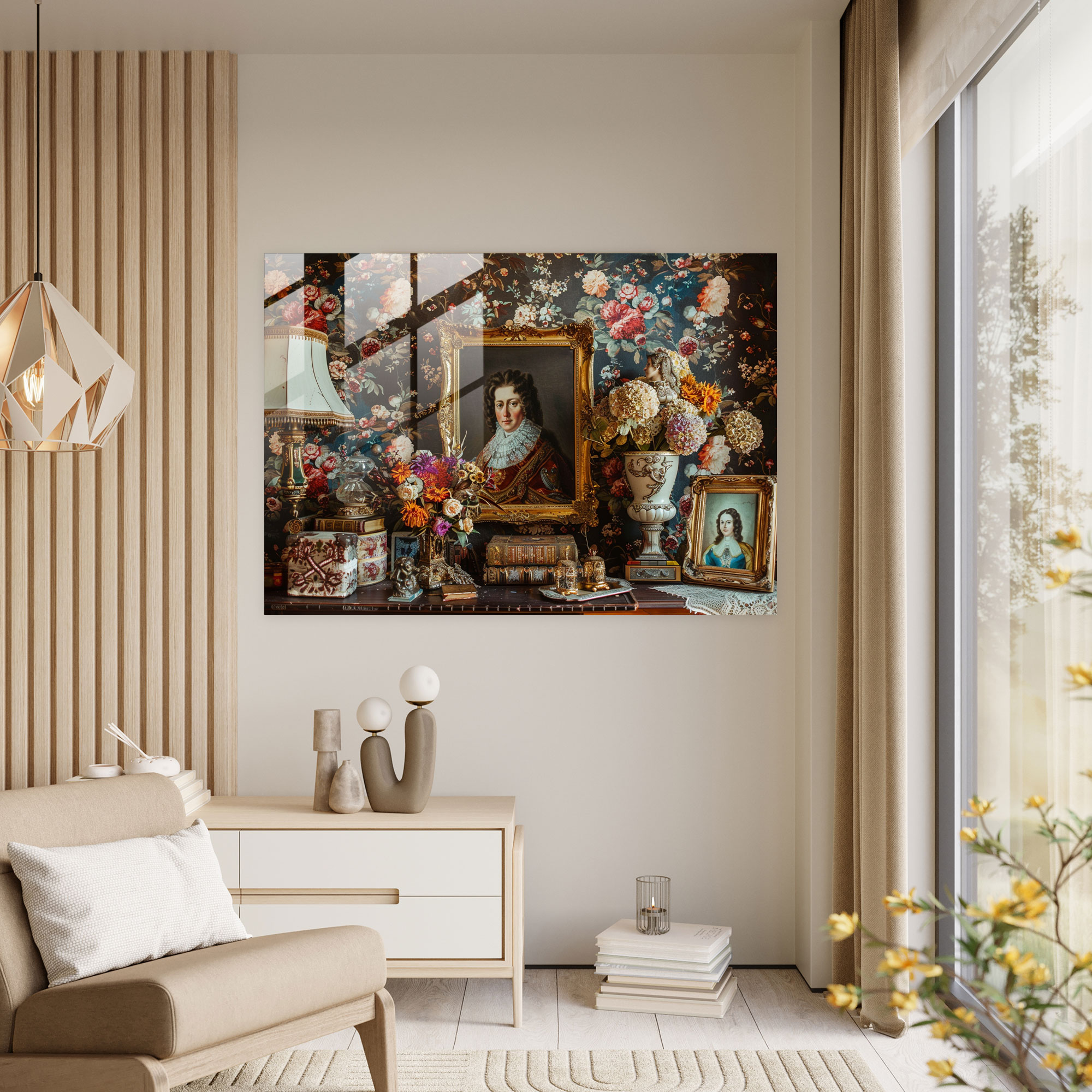 Barok Tarzı Resimli Cam Tablo Sanatı - Barok Modern Sanat Cam Tablo Cam Duvar Sanatı