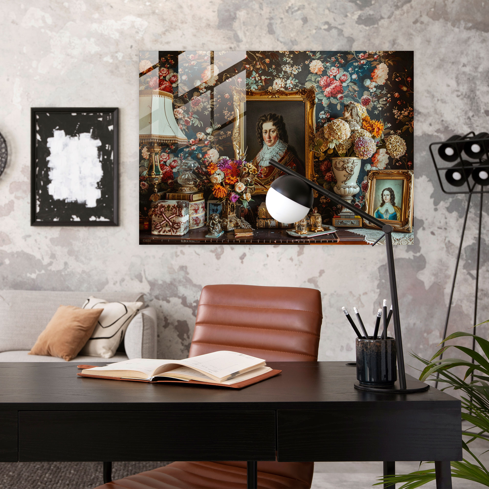 Barok Tarzı Resimli Cam Tablo Sanatı - Barok Modern Sanat Cam Tablo Cam Duvar Sanatı