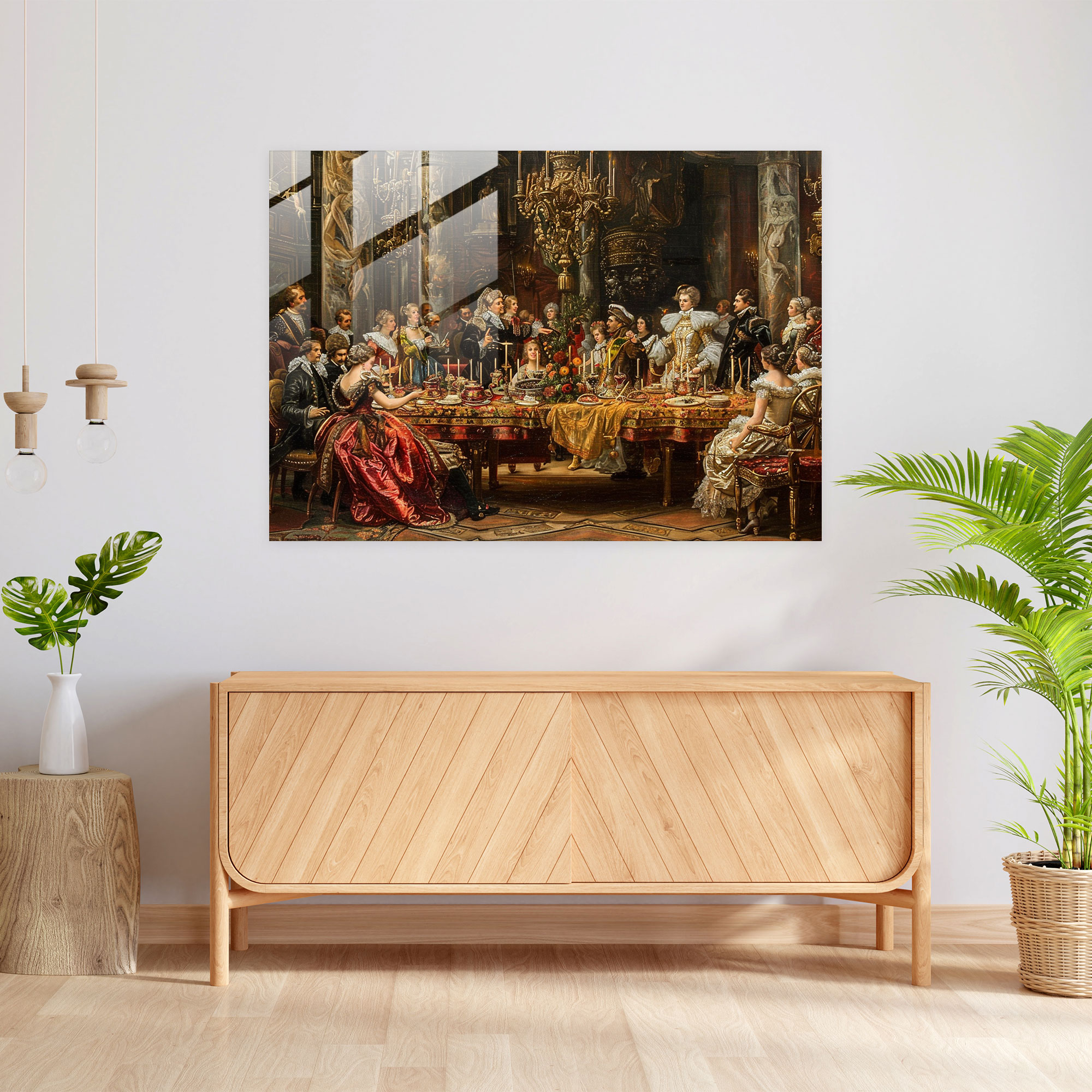 Barok Tarzı Resim Cam Tablosu - Barok Cam Tablo Cam Sanatı Duvar Dekorasyonu
