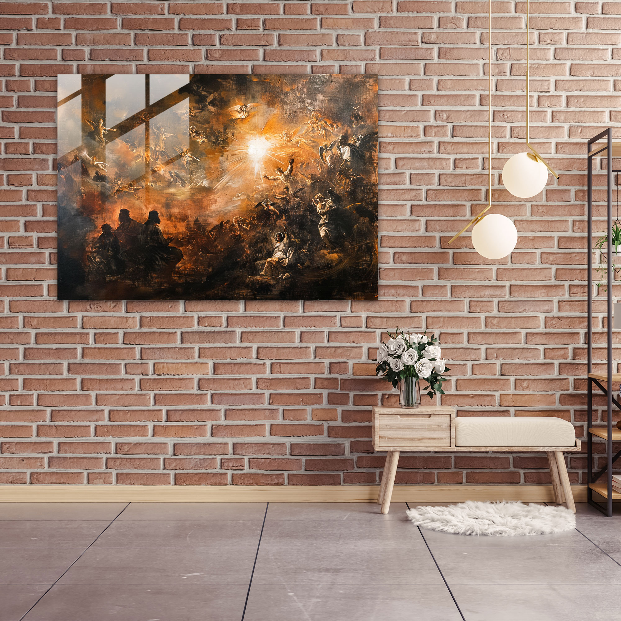 Barok Tarzı Resim Modern Sanat - Duvar Süsü Cam Tablo Modern Sanat