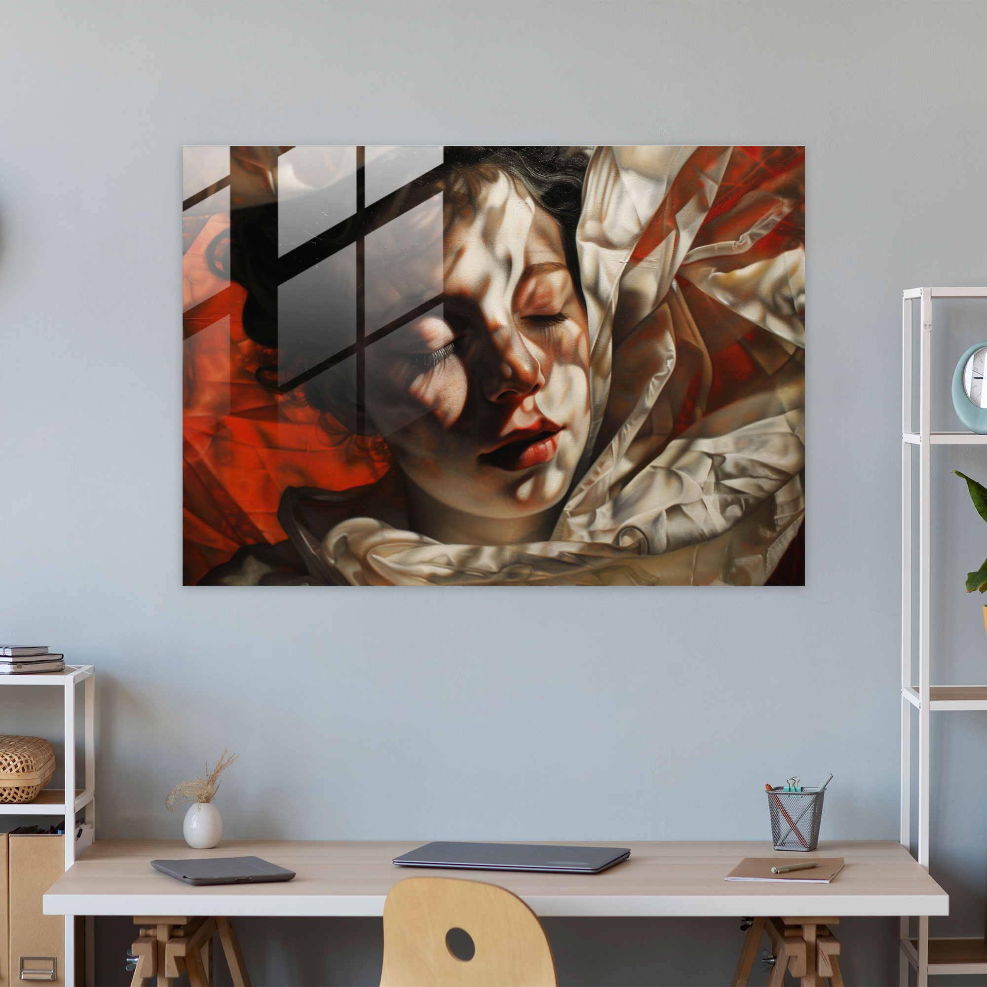 Barok Stil Resimli Cam Duvar Sanatı - Modern Sanat Duvar Dekorasyonu