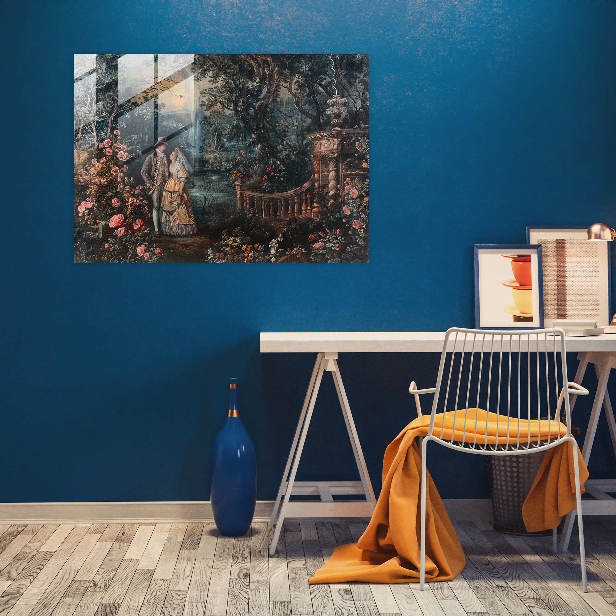 Barok Tarzı Resim Cam Duvar Sanatı - Modern Sanat Duvar Dekorasyonu Ev Dekorasyonu