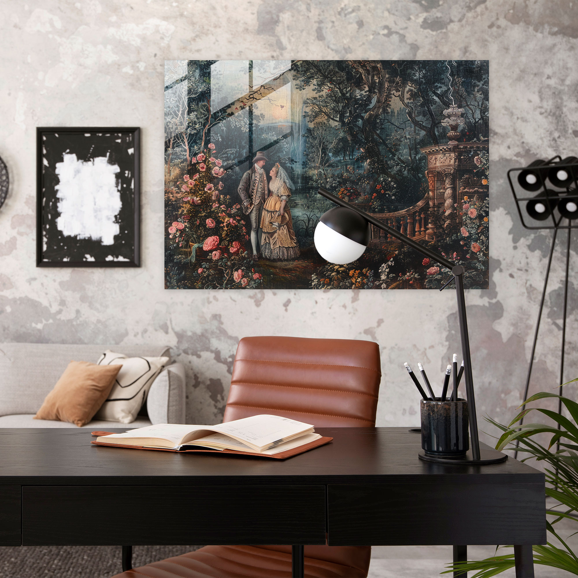 Barok Tarzı Resim Cam Duvar Sanatı - Modern Sanat Duvar Dekorasyonu Ev Dekorasyonu