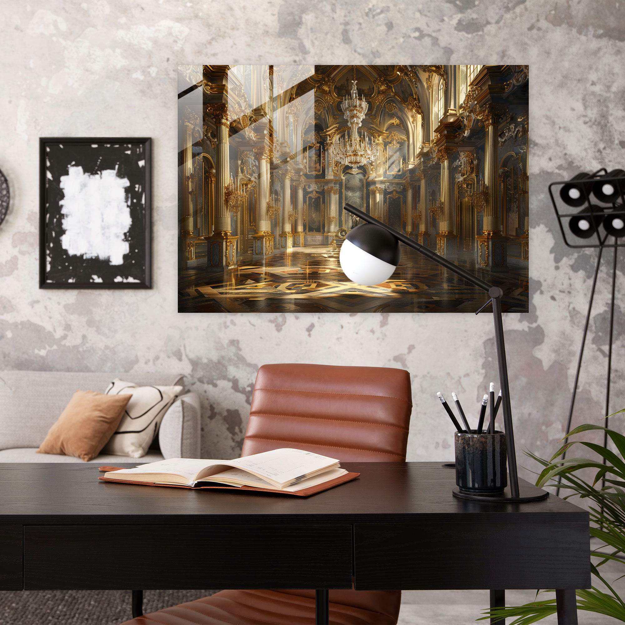 Barok Tarzı Resim Cam Tablosu - Barok Cam Tablo Cam Duvar Sanatı Modern Sanat