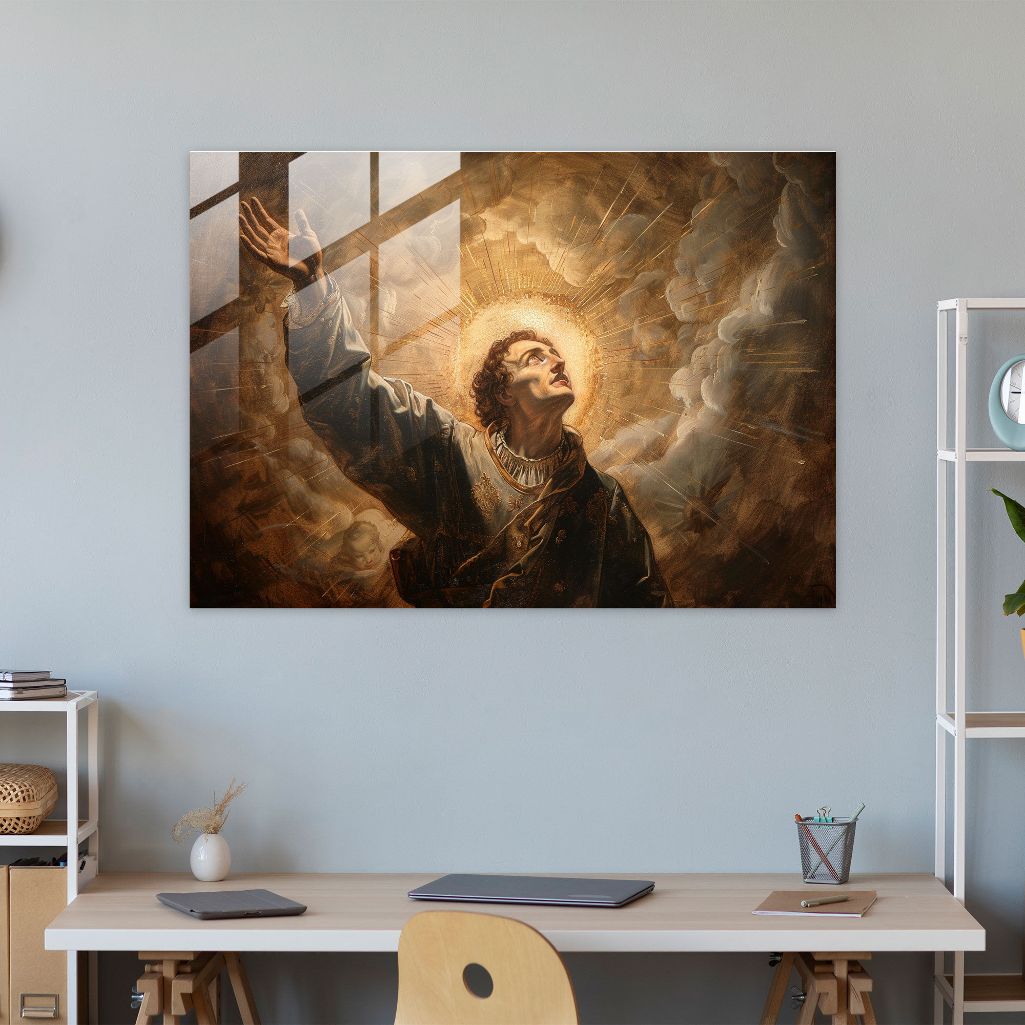 Aziz Portre Cam Sanatı - Barok Tarzı Resim Modern Sanat Cam Sanatı