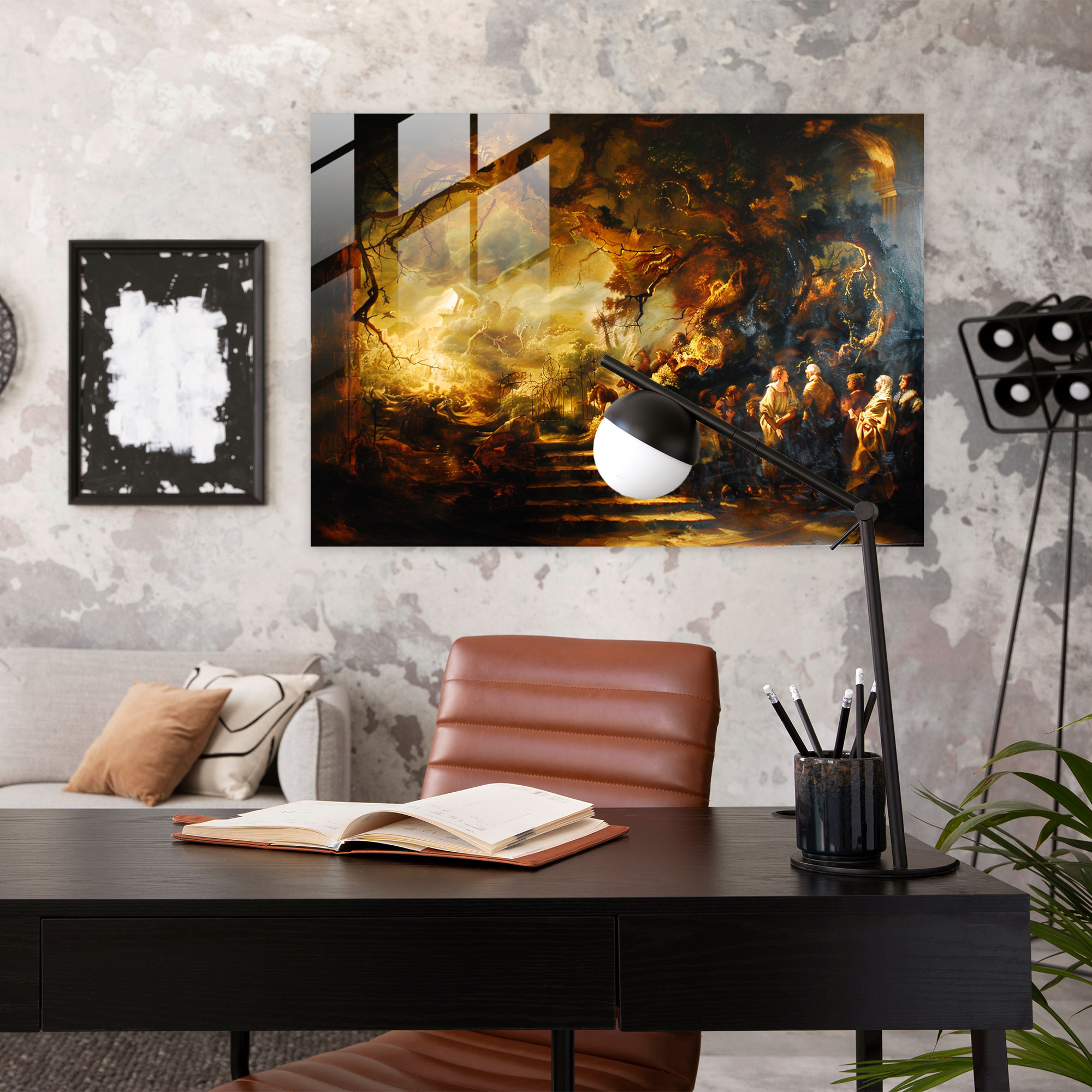 Barok Tarzı Resim Duvar Dekorasyonu - Barok Cam Tablo Modern Sanat Duvar Dekorasyonu