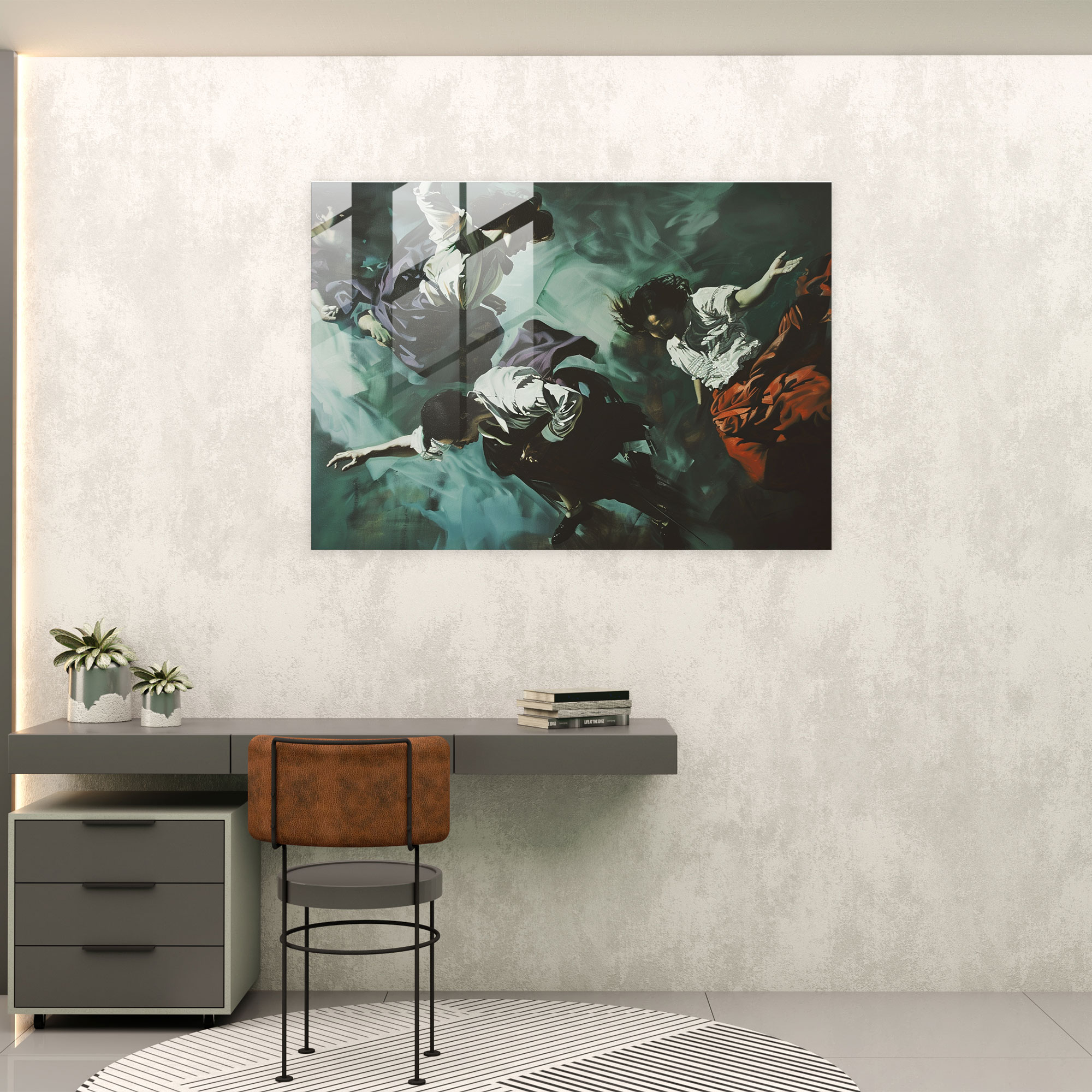 Barok Tarzı Resim Cam Tablo - Ev Dekorasyonu Modern Sanat