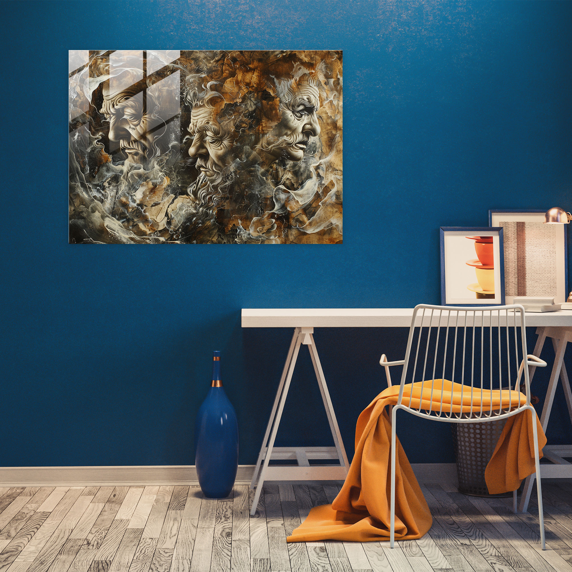 Barok Tarzı Resim Duvar Dekorasyonu - Cam Tablo Ev Dekorasyonu Modern Sanat