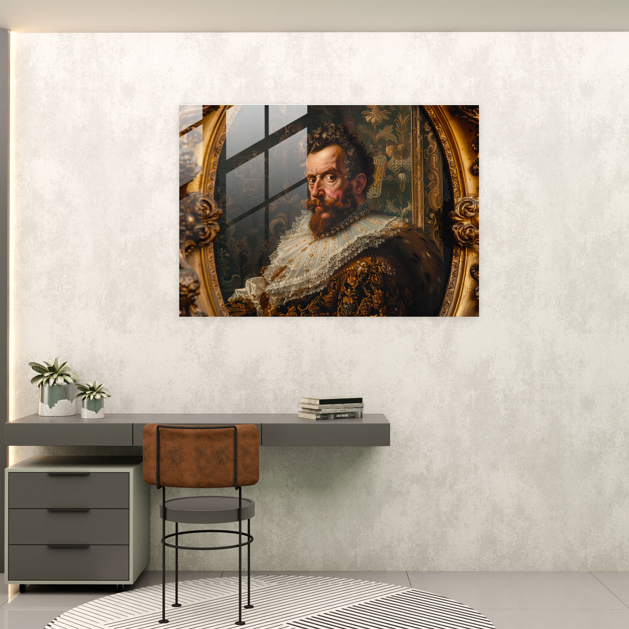 Barok Tarzı Resim Ev Dekorasyonu - Barok Modern Sanat Cam Sanat Cam Tablo
