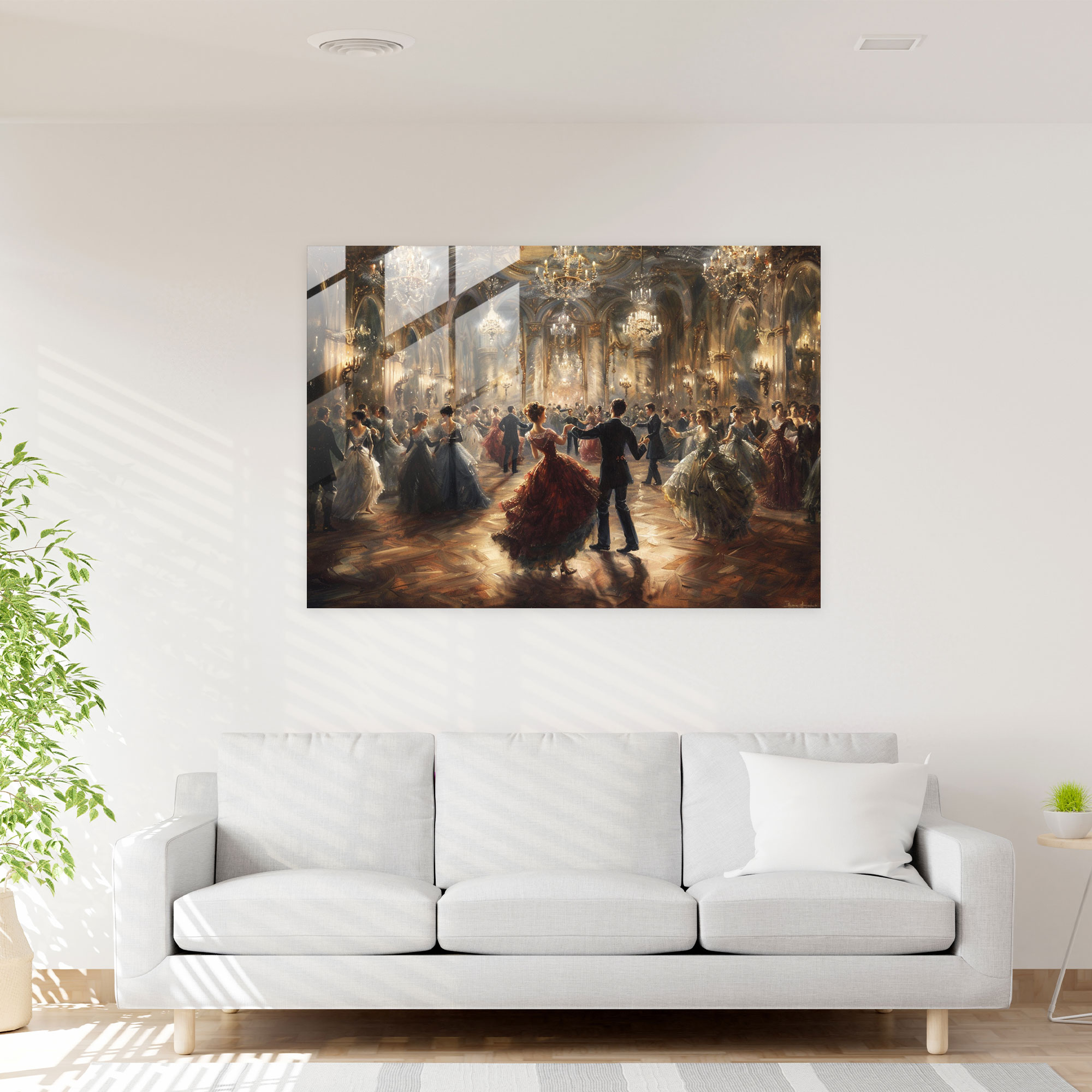 Barok Tarzı Resim Modern Sanat - Kanvas Tablo Cam Duvar Sanatı Süslü Avizeler Balo Sahnesi