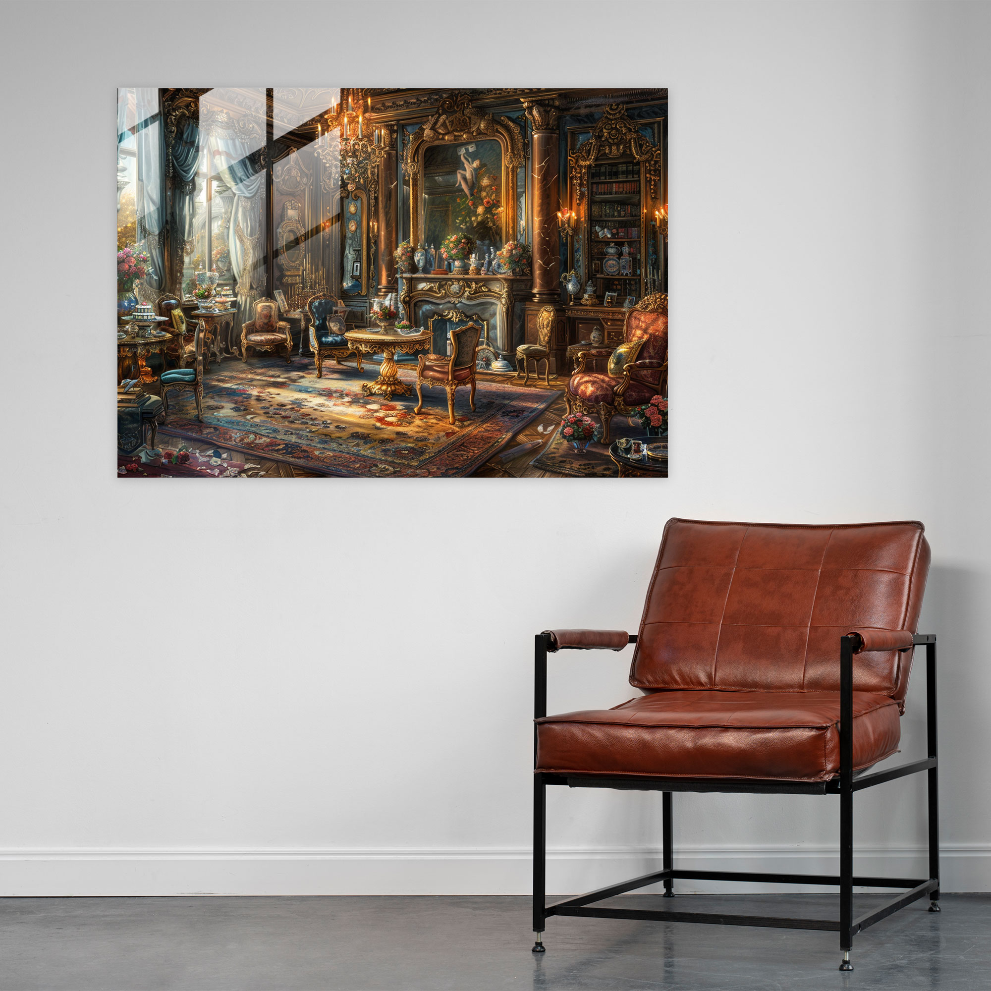 Barok Tarzı Resim Modern Sanat - Barok Cam Tablo Ev Dekorasyonu