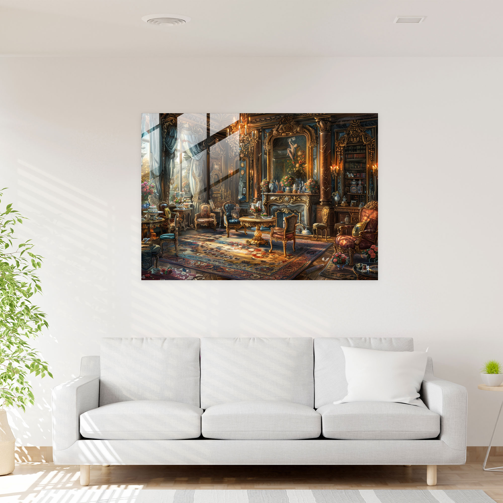 Barok Tarzı Resim Modern Sanat - Barok Cam Tablo Ev Dekorasyonu
