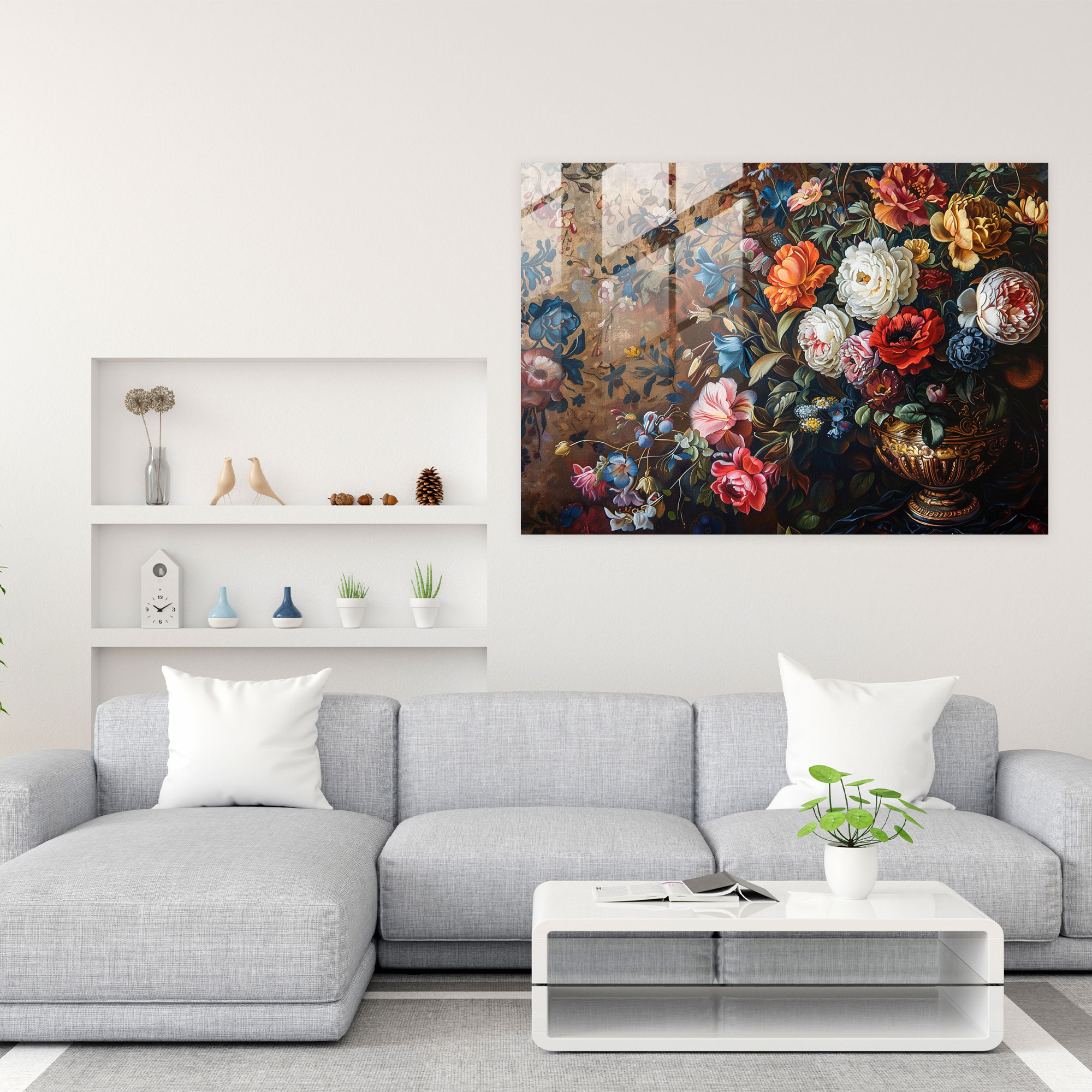 Barok Tarzı Resimli Cam Duvar Sanatı - Barok Modern Sanat Ev Dekorasyonu Cam Duvar Sanatı