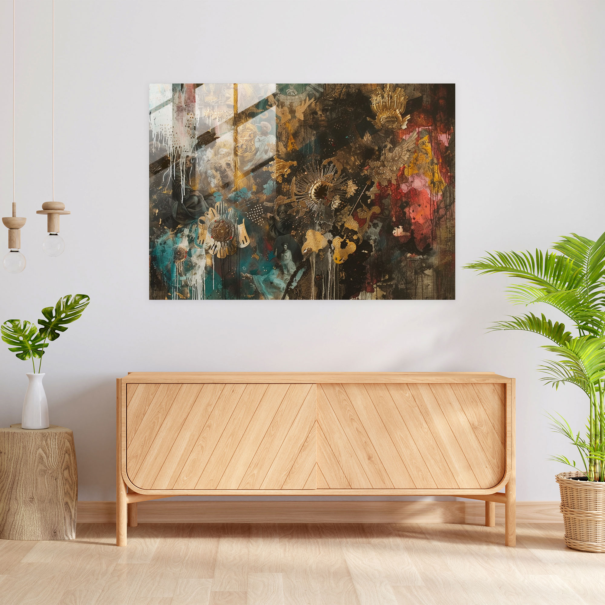 Barok Tarzı Resim Duvar Dekorasyonu - Barok Cam Sanatı Modern Sanat Cam Duvar Sanatı