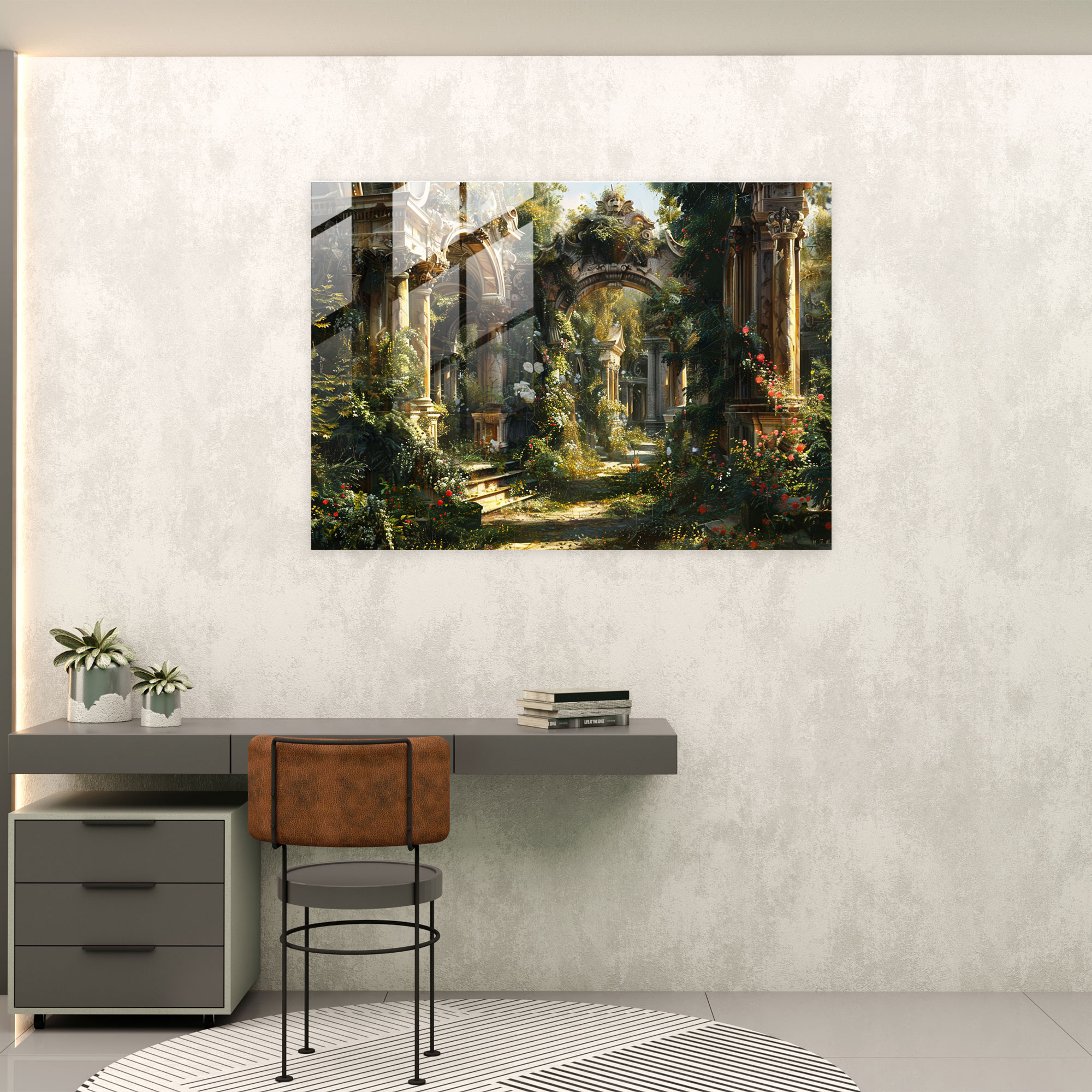 Barok Tarzı Tabloyla Ev Dekorasyonu - Barok Ev Dekorasyonu Cam Tablo Modern Sanat