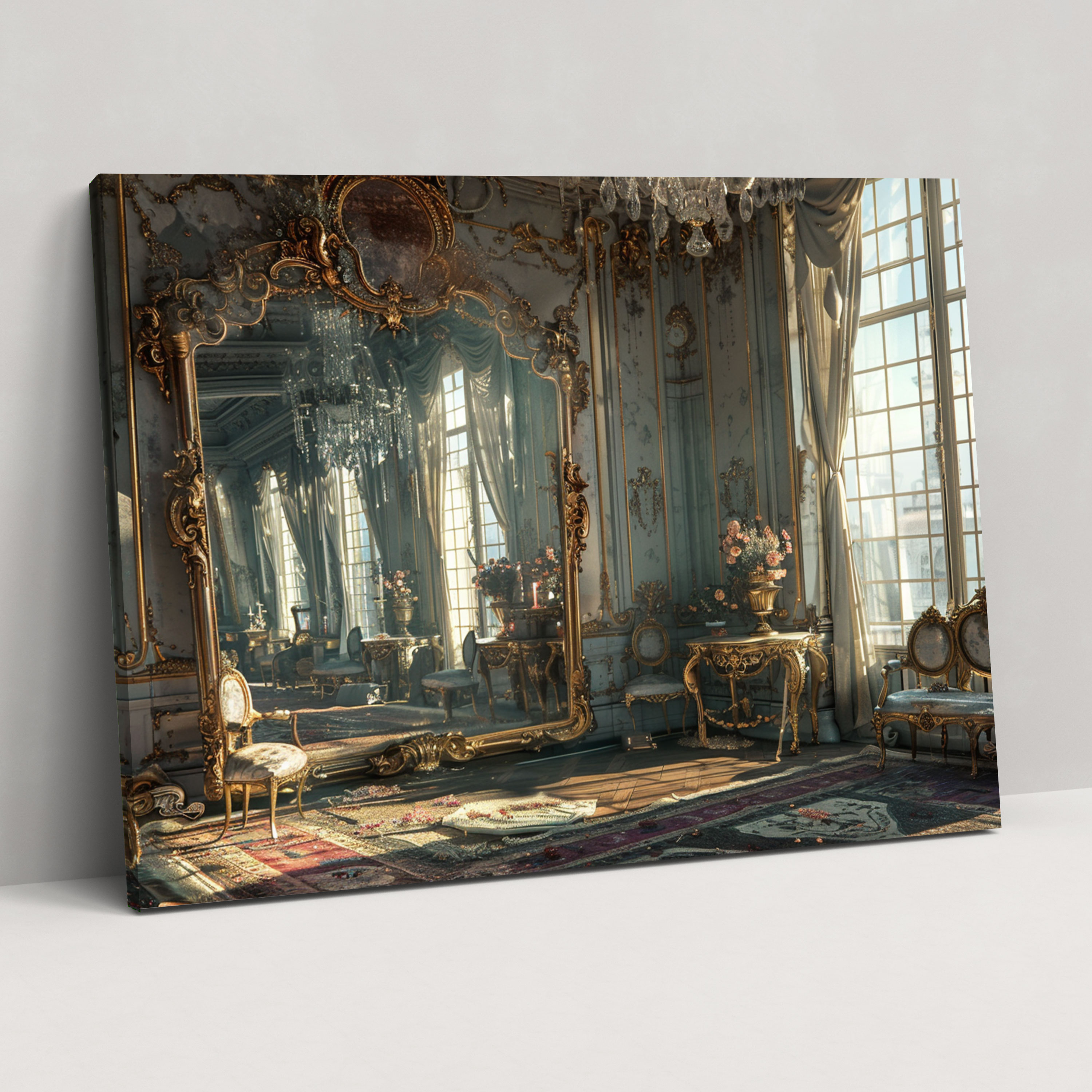 Baroque Style Painting Ornamental Mirror Wall Art - Baroque, Canvas Wall Art, Wall Decoration, Home Decoration