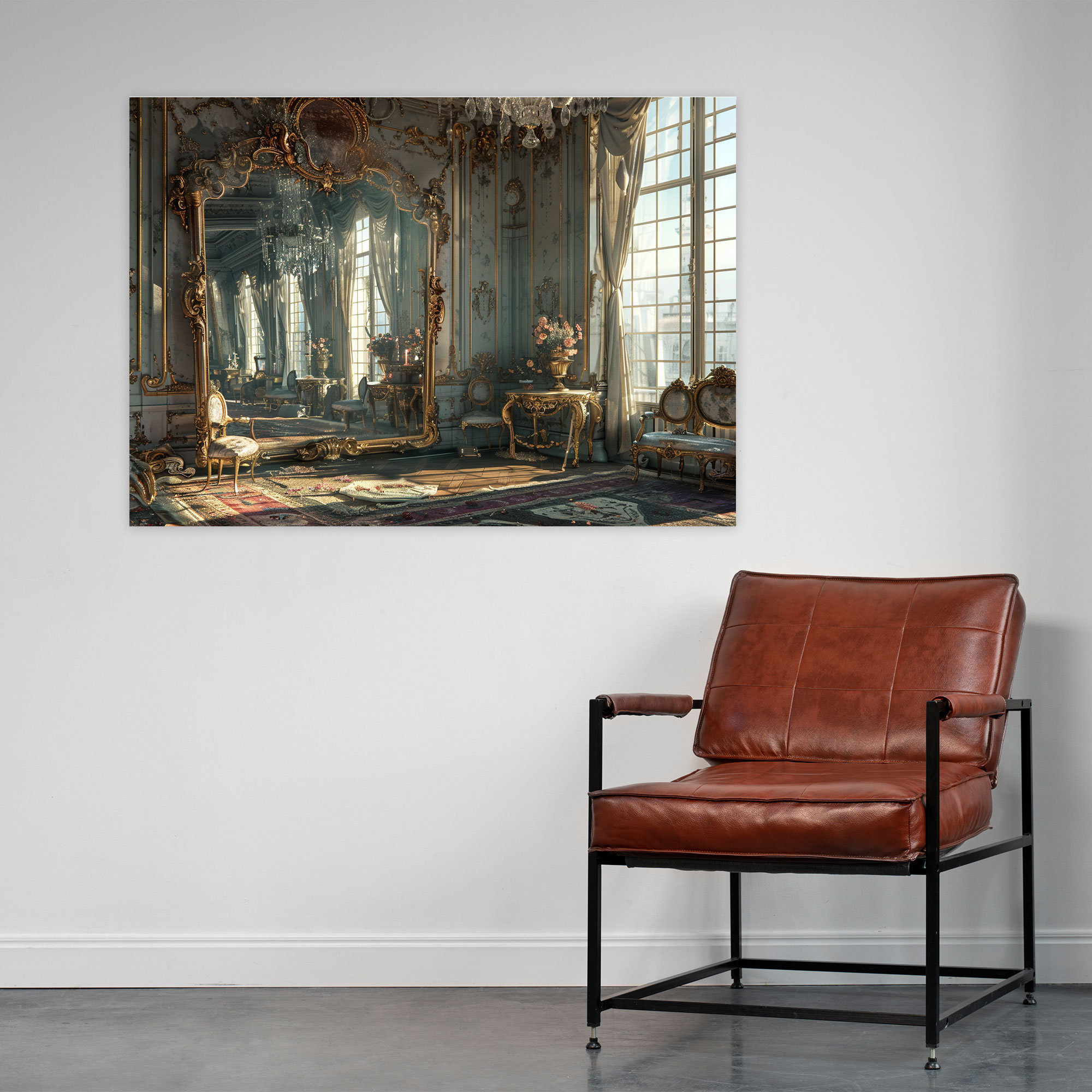 Baroque Style Painting Ornamental Mirror Wall Art - Baroque, Canvas Wall Art, Wall Decoration, Home Decoration