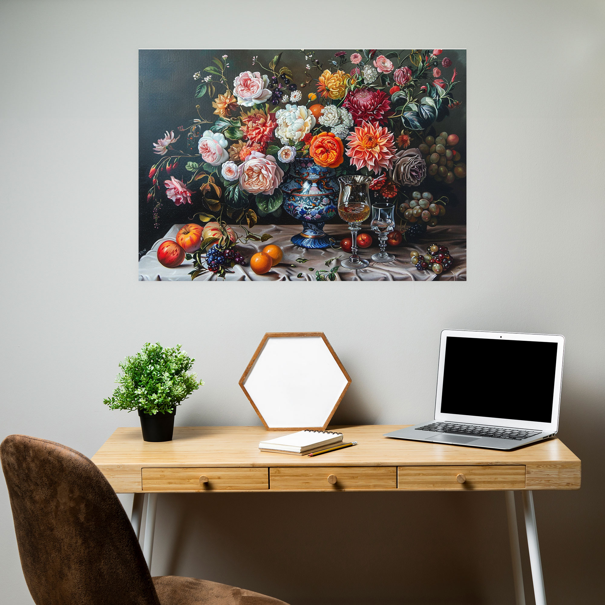 Baroque Style Painting Floral Canvas Print - Baroque, Canvas Print, Wall Art, Home Decoration