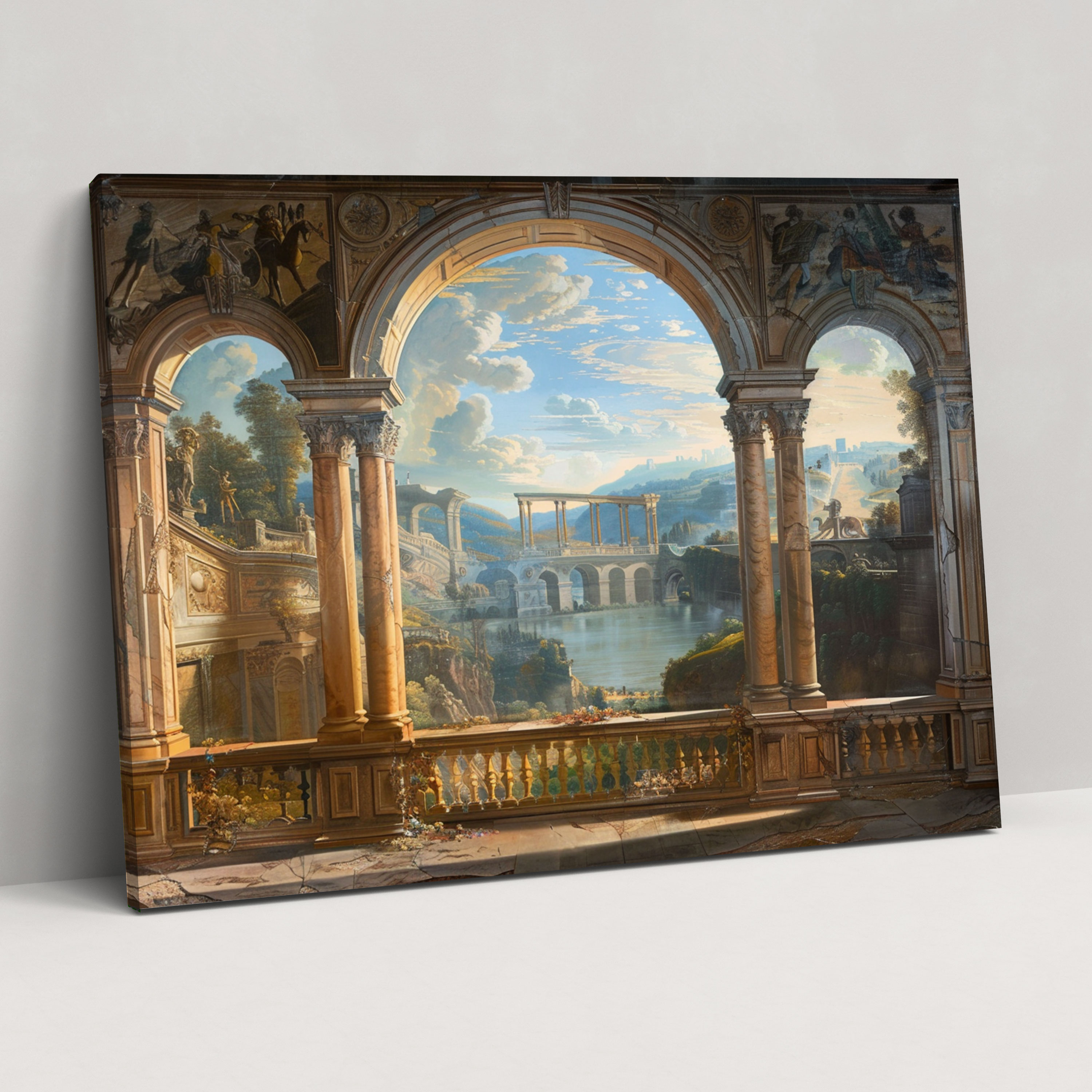 Baroque Style Painting Architectural Landscape Canvas Print - Baroque, Wall Art, Baroque Style Painting, Wall Decoration