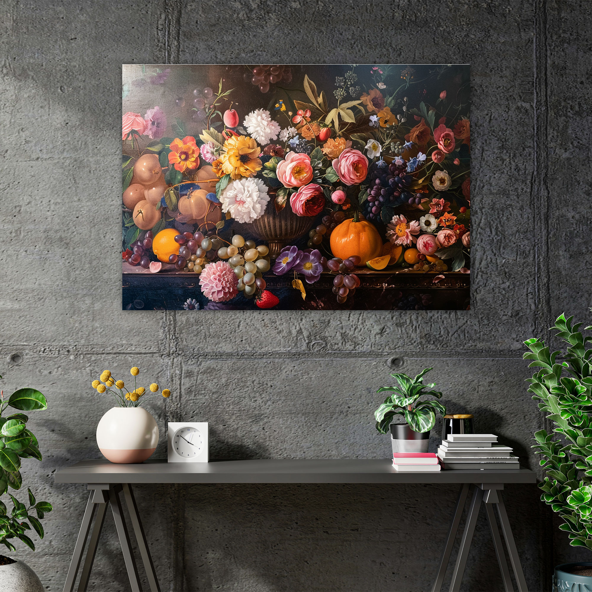 Floral Still Life Baroque Style Wall Decoration - Baroque, Home Decoration, Baroque Style Painting, Canvas Print