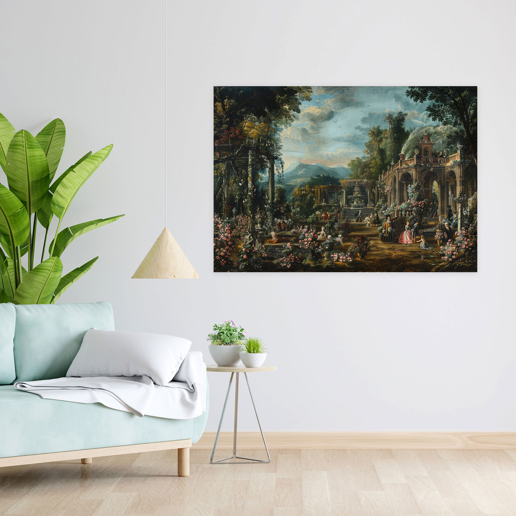 Garden Scene Baroque Style Canvas Print - Baroque, Wall Decoration, Home Decoration, Canvas Print