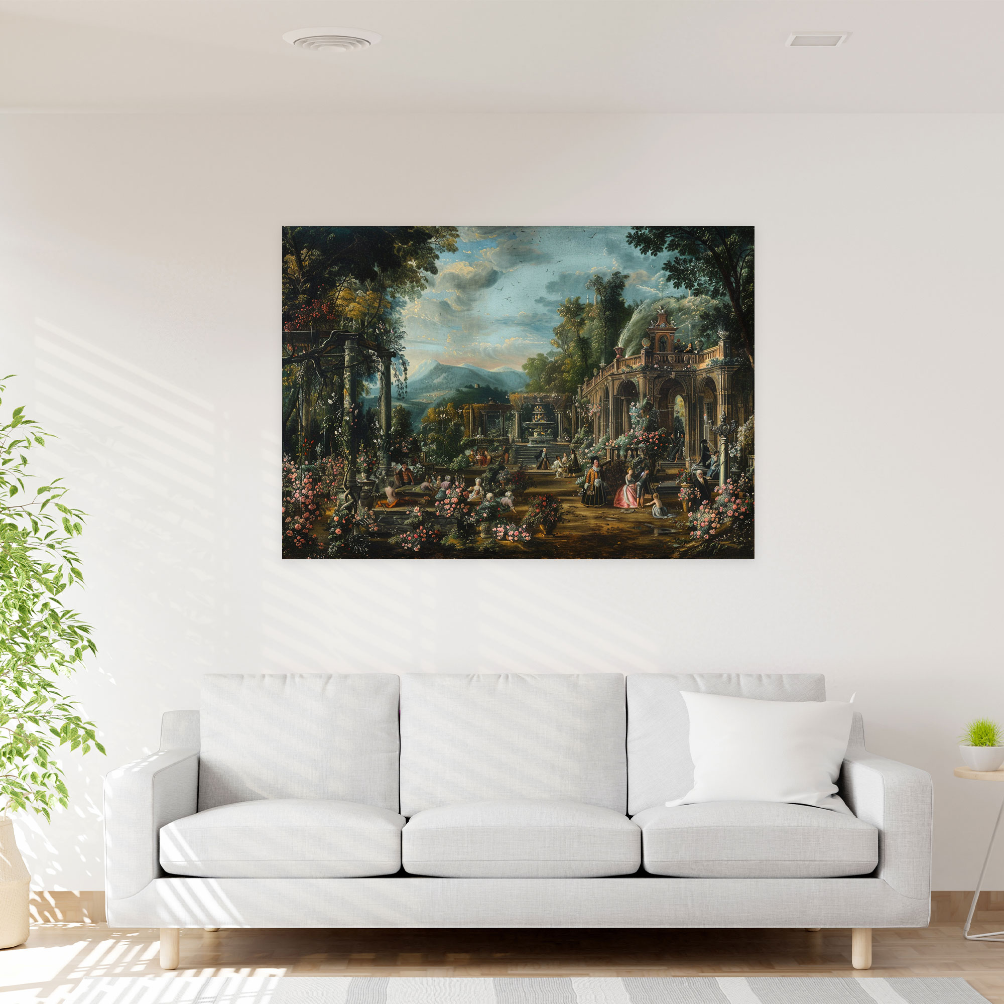 Garden Scene Baroque Style Canvas Print - Baroque, Wall Decoration, Home Decoration, Canvas Print